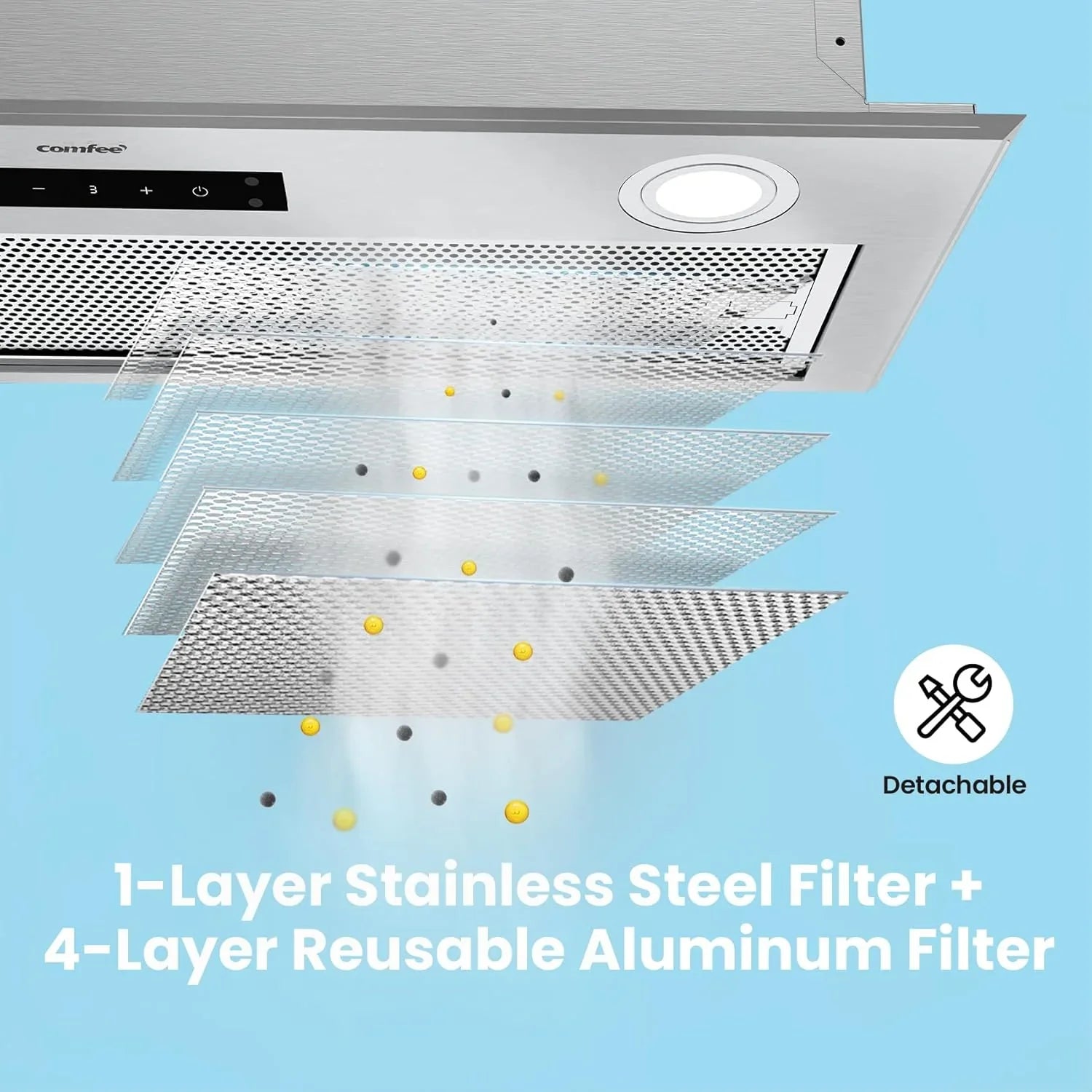Filtre de cuisine réutilisable en acier inoxydable durable Comfee 30 po pour conduit/sans conduit sous armoire