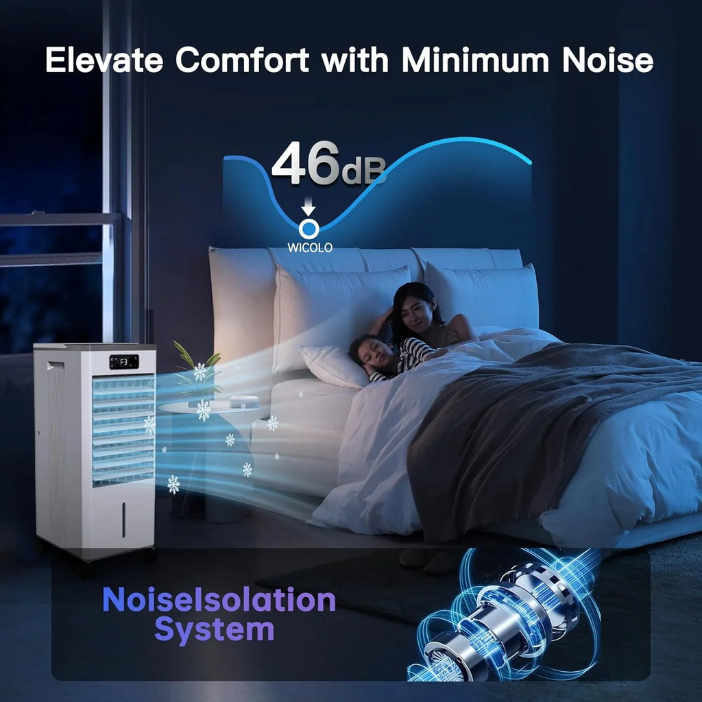 Climatiseur portatif sans fenêtre, refroidisseur d'air par évaporation, minuterie d'arrêt automatique intelligente de 12 heures