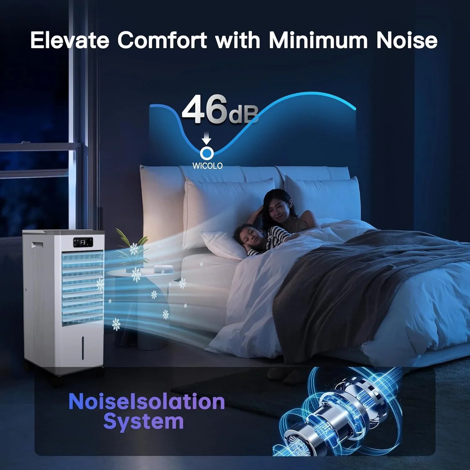 Climatiseur portatif sans fenêtre, refroidisseur d'air par évaporation, minuterie d'arrêt automatique intelligente de 12 heures