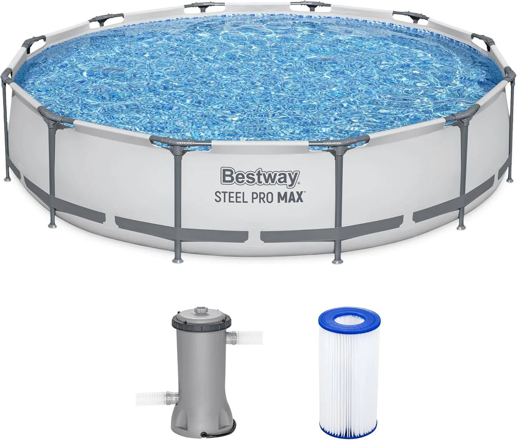 Kit de piscine hors sol extérieure à cadre métallique rond Steel Pro MAX 10' x 30'