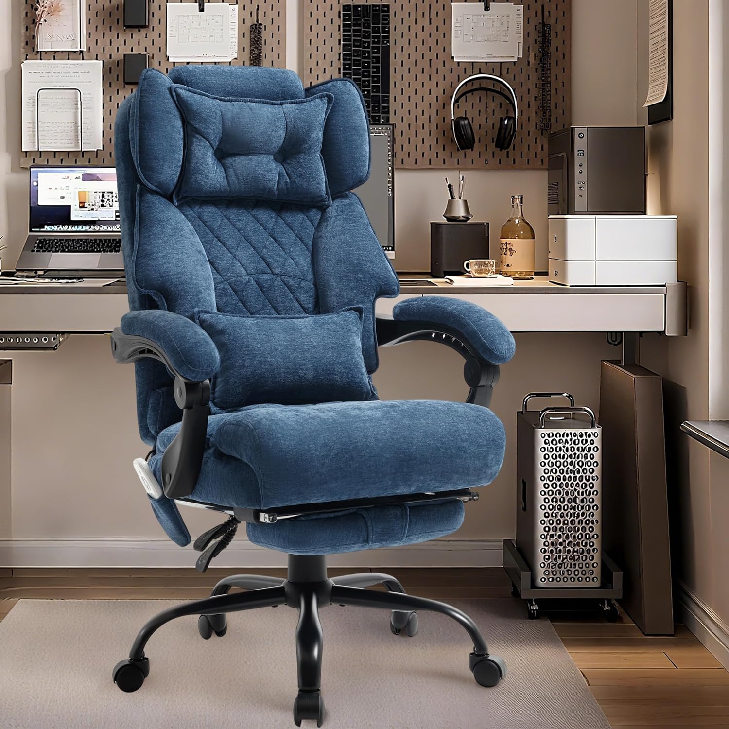 Chaise de bureau de massage avec repose-pieds, grande et haute chaise de bureau en cuir 500 lb