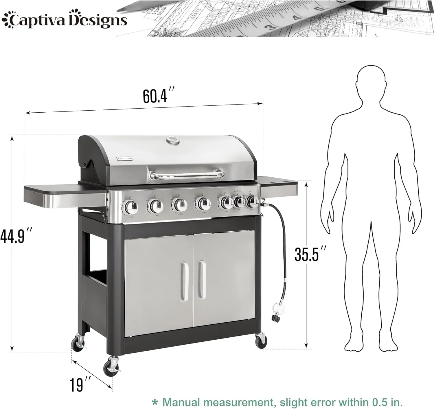 Barbecue au gaz propane à 4 brûleurs Captiva Designs 42 000 BTU