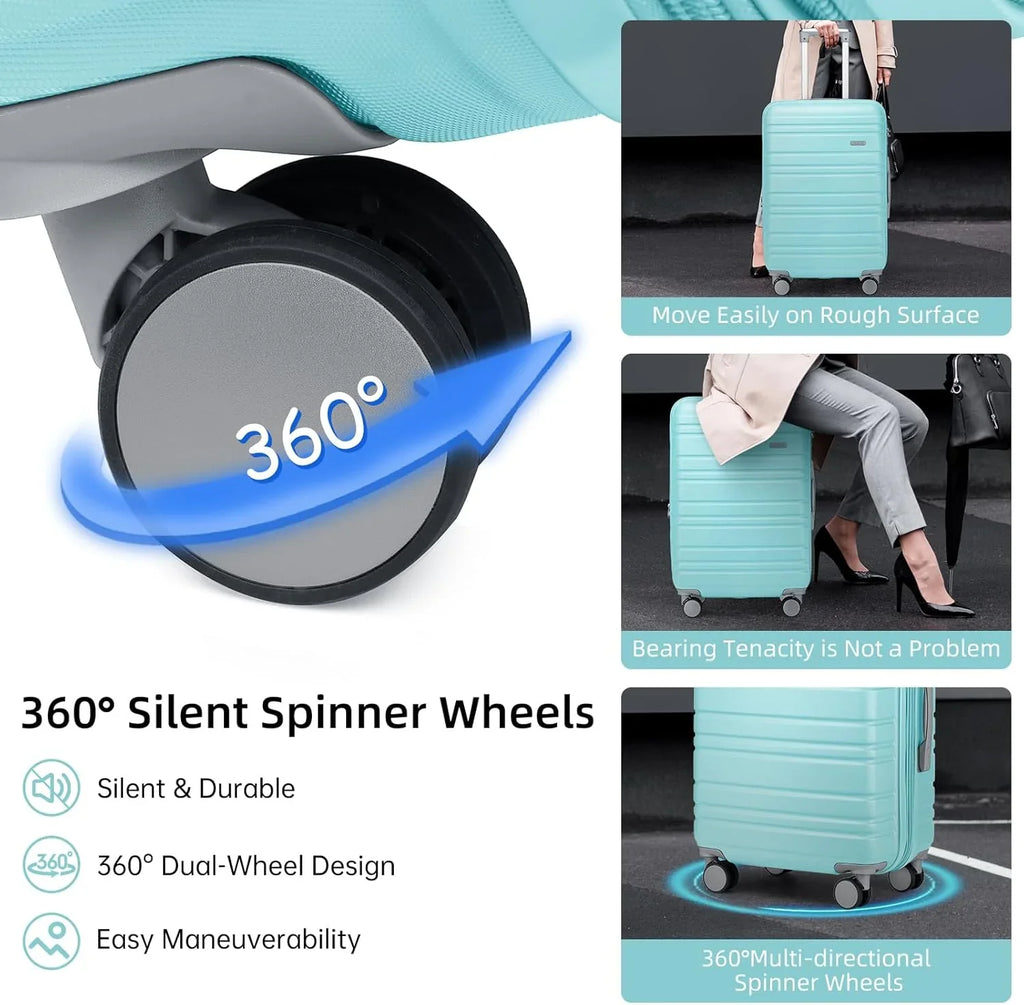 Ensemble de bagages 6 pièces, ensemble de valises rigides extensibles avec roulettes pivotantes, ensemble de bagages à roulettes légers