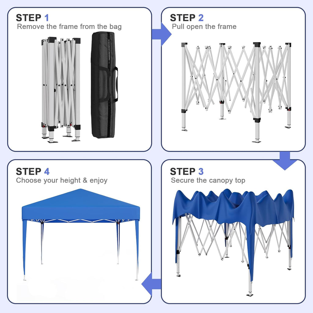 Gazebo pliant étanche JUMMICO, gazebo de jardin extérieur, gazebo pliant à hauteur réglable,