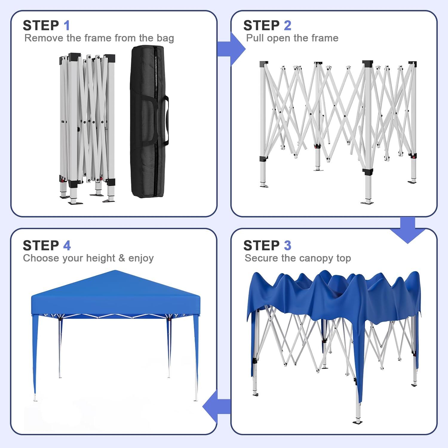 Gazebo pliant étanche JUMMICO, gazebo de jardin extérieur, gazebo pliant à hauteur réglable,