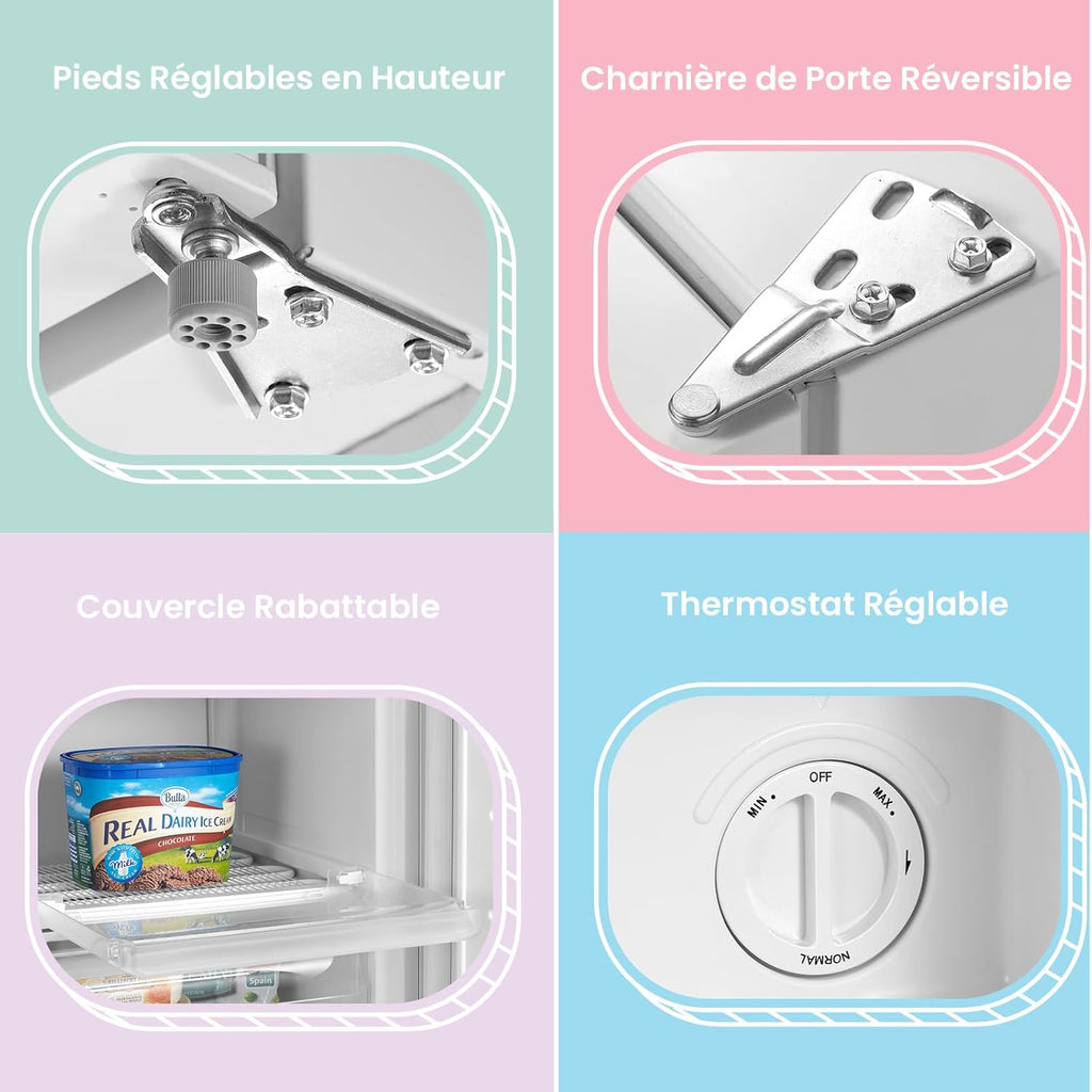 COMFEE' RCU40WH2(E) 31L Mini Congélateur, Porte Réversible, 4 Étoiles, Silencieux, pratique dans le Bureau, l'Hôtel et la Maison, Blanc