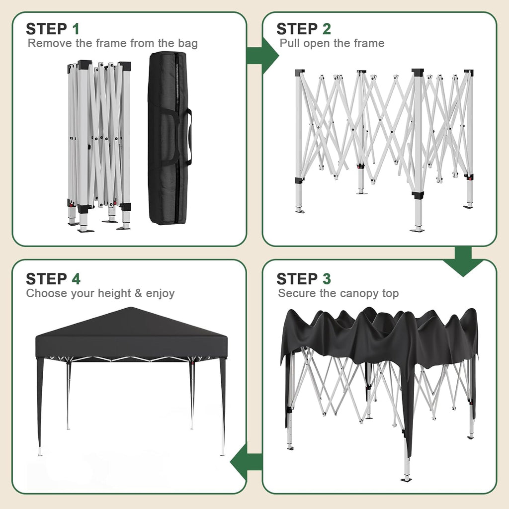 Gazebo pliant étanche JUMMICO, gazebo de jardin extérieur, gazebo pliant à hauteur réglable,