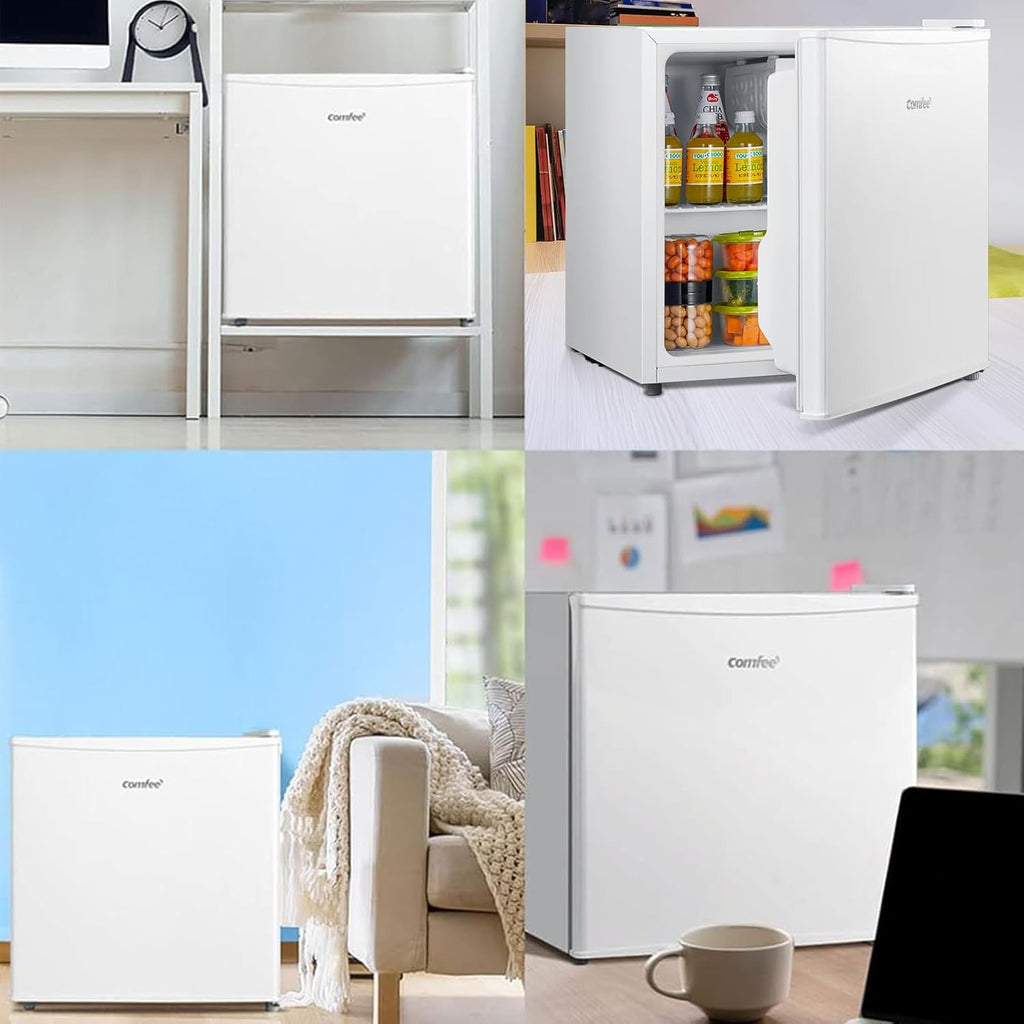 Comfee' RCD50WH2(E) Mini Réfrigérateur/Glacière 43L avec Compartiment Congélateur/Petit Réfrigérateur pour Chambre et Bureau/Refroidissement Rapide dans le Refroidisseur/Contrôle de Température/Blanc