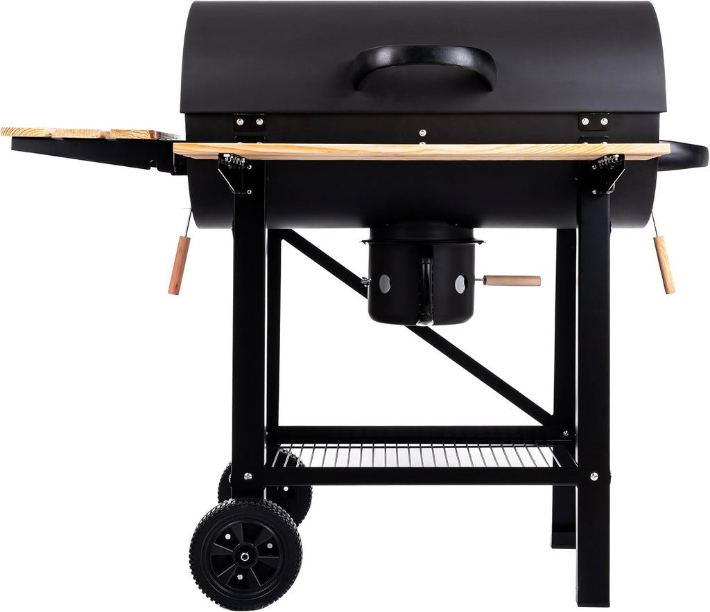Couvercle de gril de cuisson LEHMANN Charcoal Grill XL, roues et poignées chauffantes,