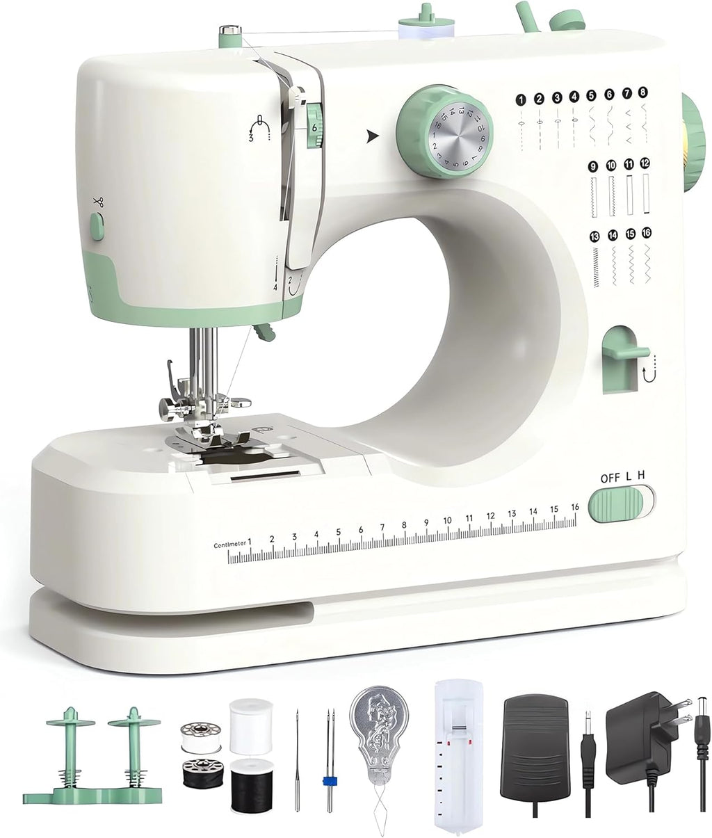 Machine à coudre portable améliorée pour débutants avec 16 motifs de points