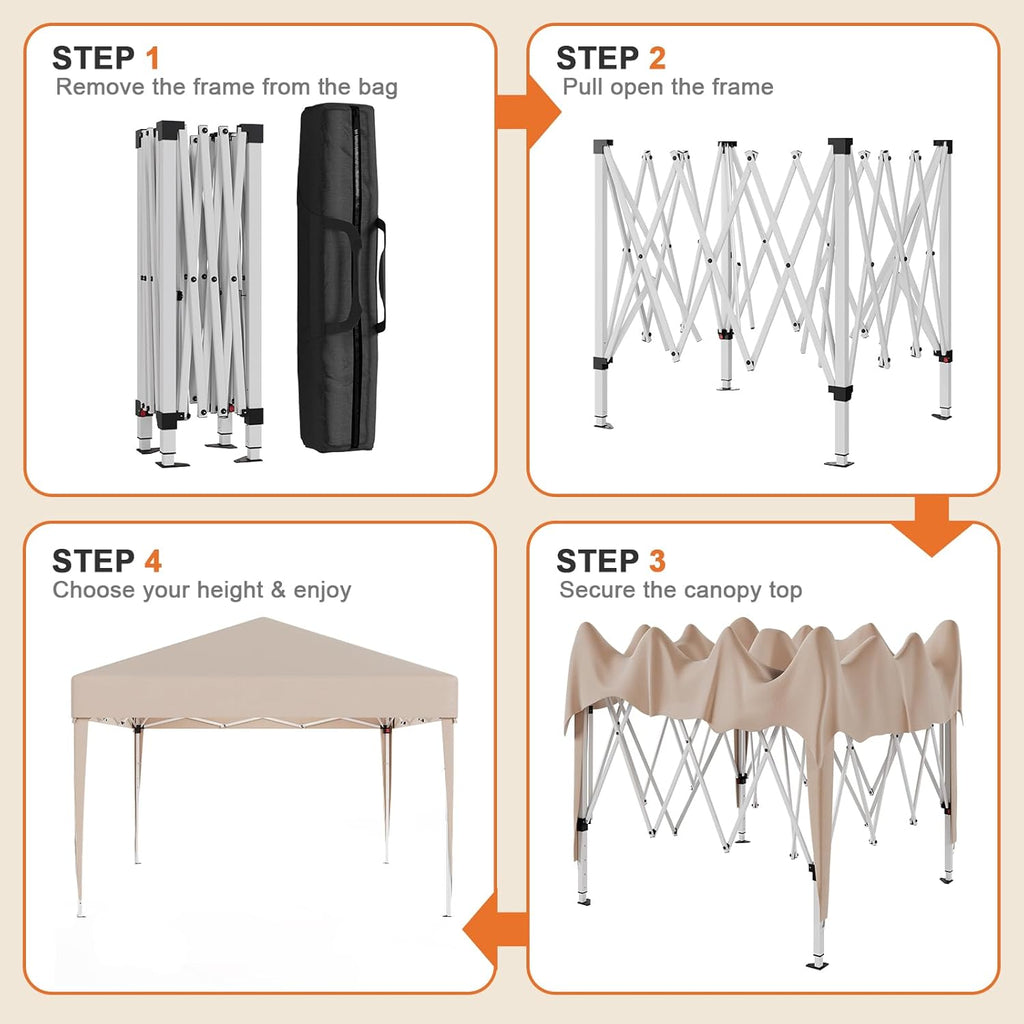 Gazebo pliant étanche JUMMICO, gazebo de jardin extérieur, gazebo pliant à hauteur réglable,