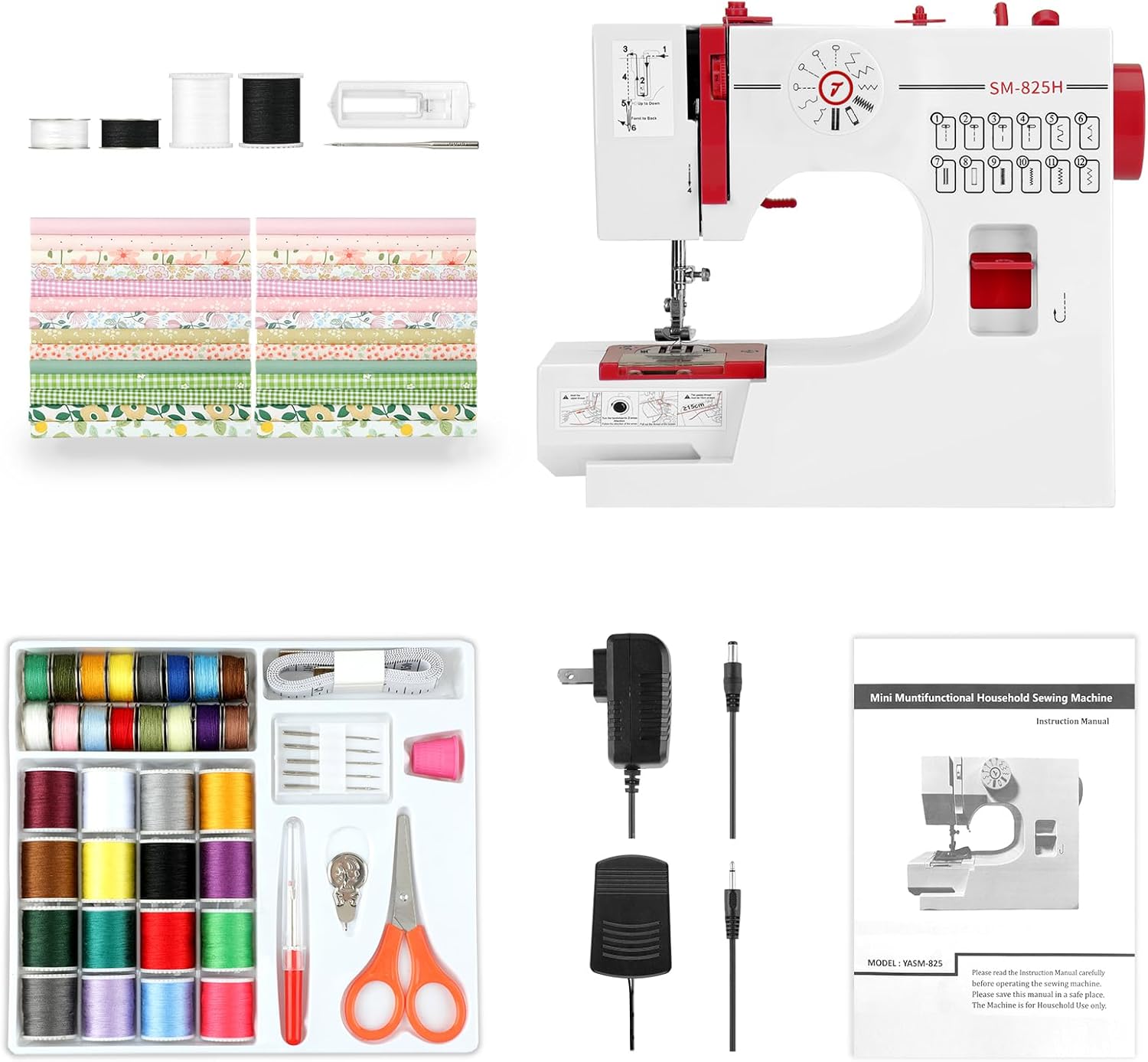 Mini machine à coudre pour débutant avec kit de couture CRZFRI Machine à coudre portable pour bricolage à domicile