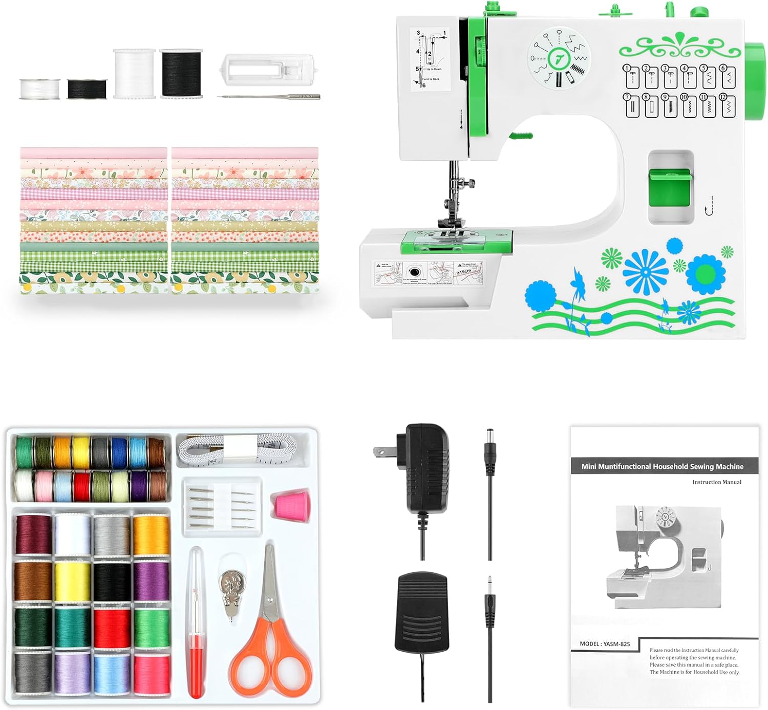 Mini machine à coudre pour débutant avec kit de couture CRZFRI Machine à coudre portable pour bricolage à domicile