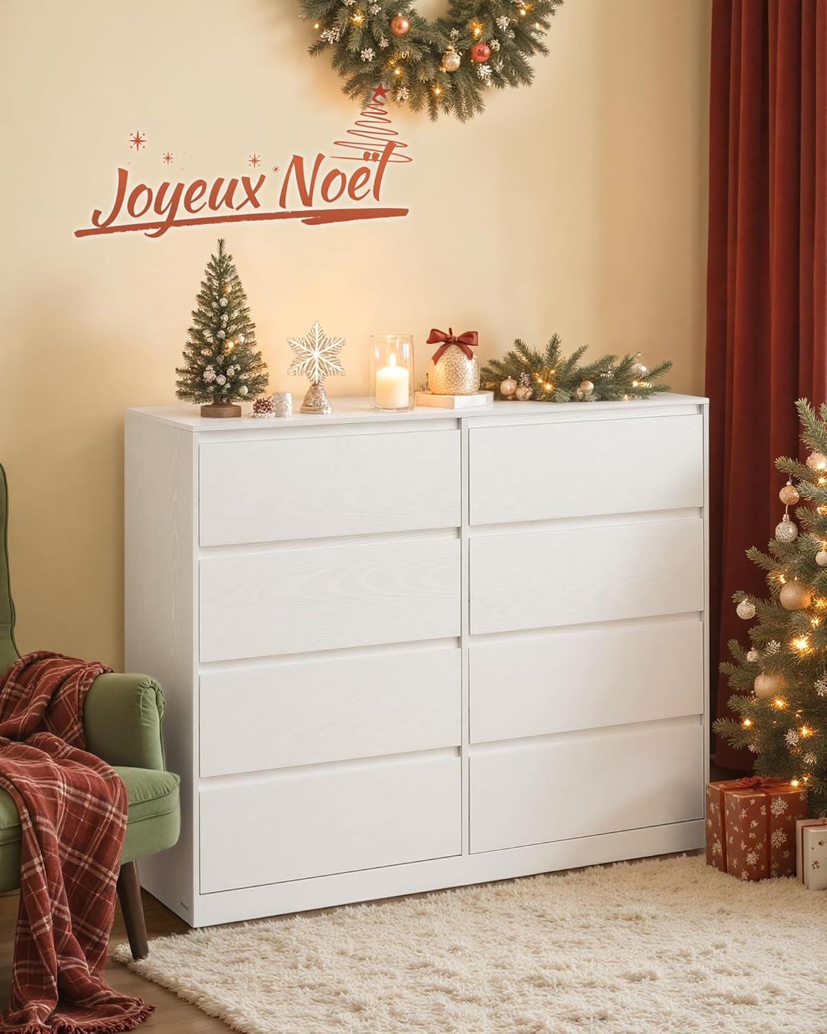 VASAGLE Kailyn Collectie - Slaapkamerkast met 6 lades, opbergkast, kleding, 40 x 119,5 x 75 cm, moderne stijl, sneeuwwit LTS616W01 