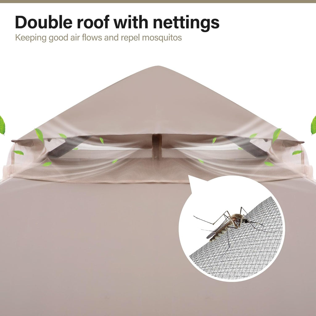 Tente pavillon d'extérieur améliorée à double toit, auvent imperméable UV50+ avec filet et crochets