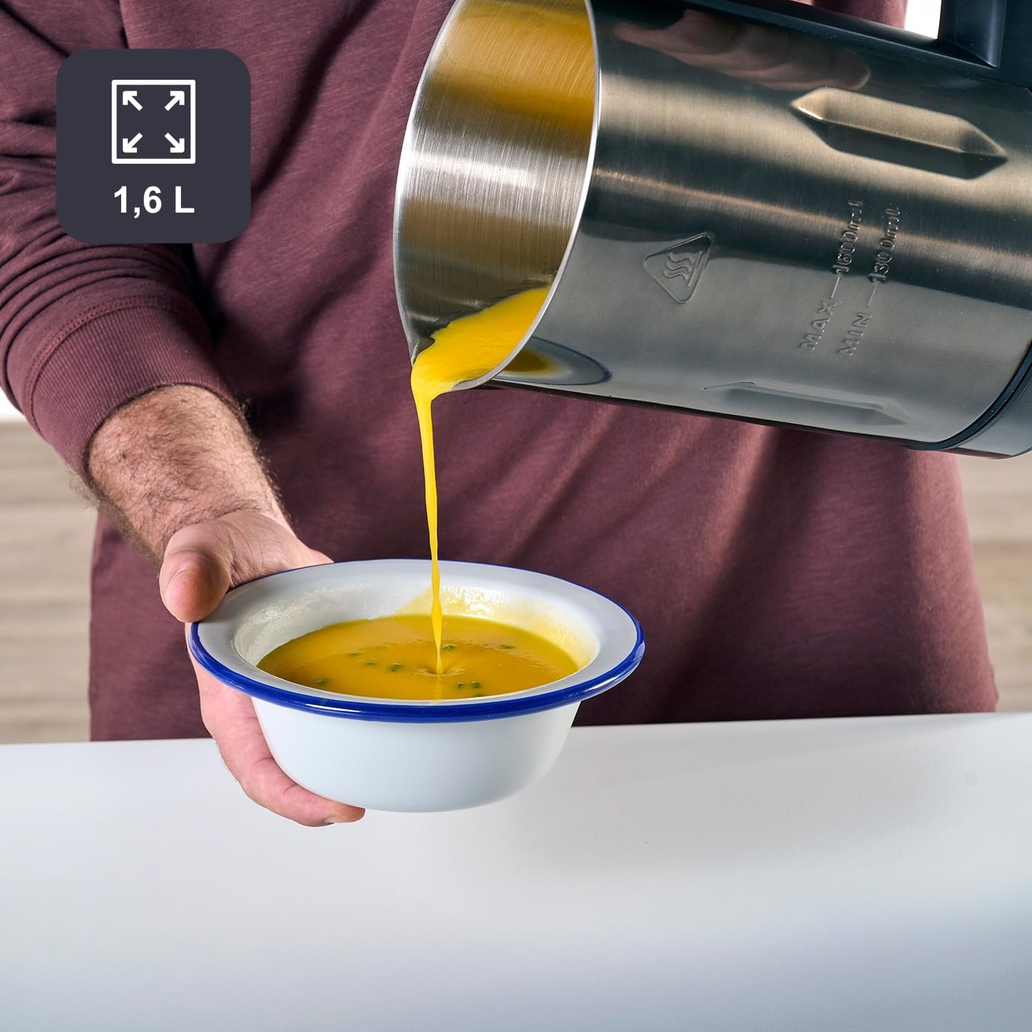 BLACK+DECKER BXSM1000E - Machine à Soupe Bouilloire Inox 1,6L 7 Programmes Automatiques