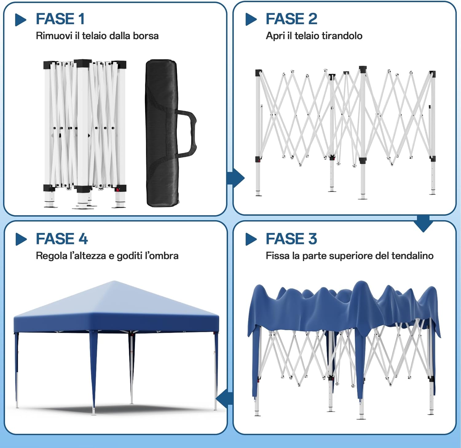Gazebo pliant étanche JUMMICO, gazebo de jardin extérieur, gazebo pliant à hauteur réglable,