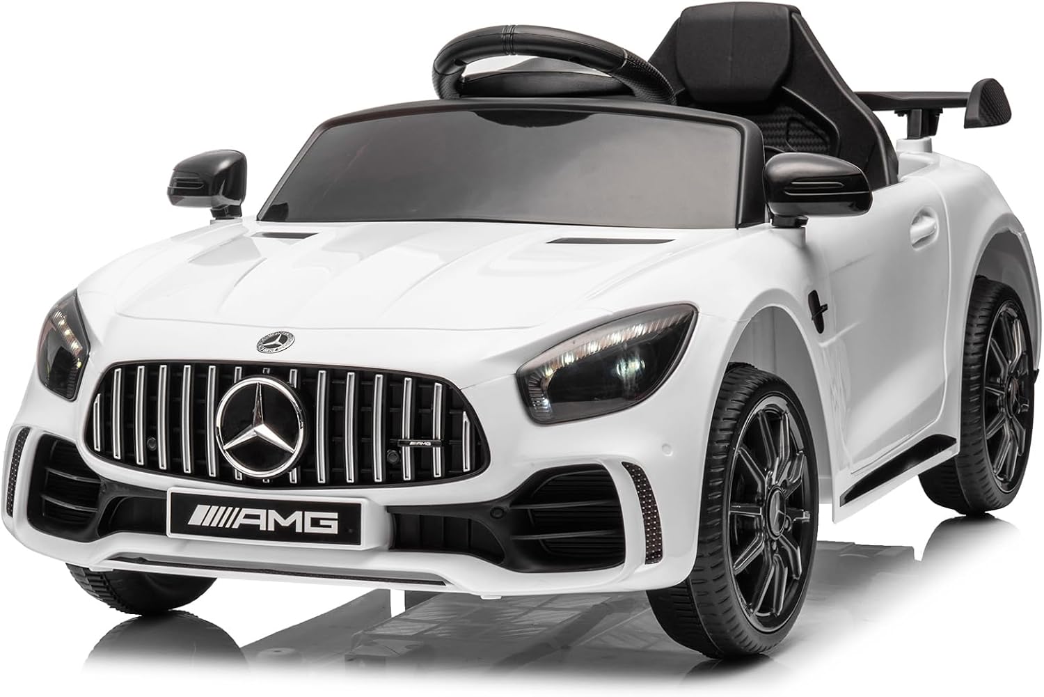 LALAHO Voitures électriques pour Enfants Mercedes Benz AMG avec Télécommande 2.4G, Véhicule électrique Enfant 2 Portes avec MP3 (Blanc)