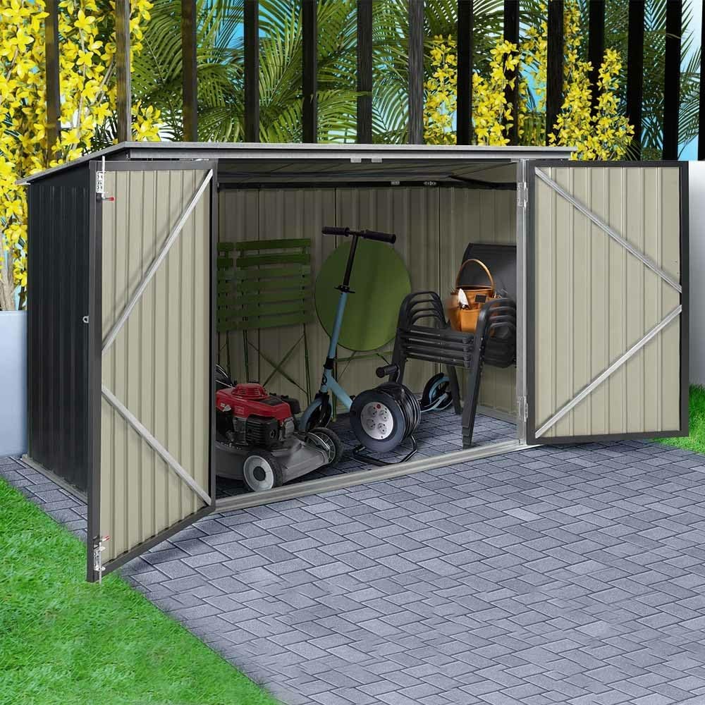 Abri de jardin en métal avec coffre de rangement pour vélos et outils - 210 x 130 x 105 cm