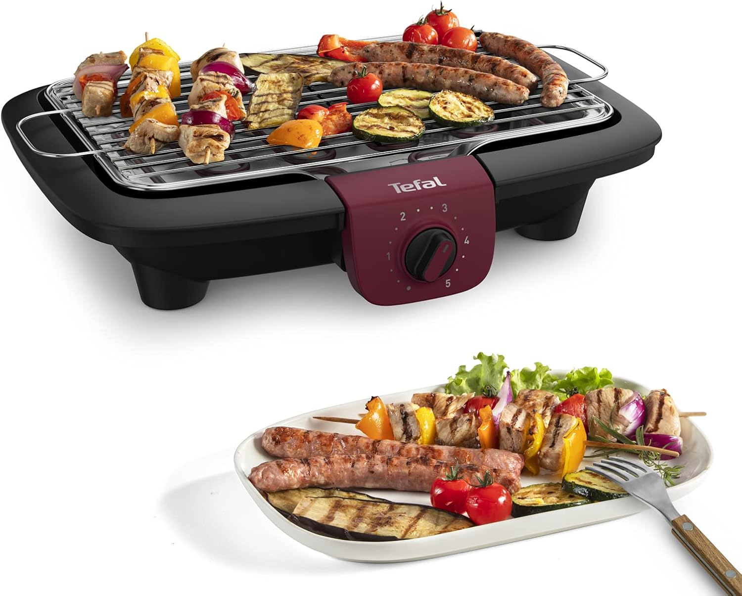 TEFAL EASYGRILL ADJUST TABLE Gril électrique Puissant Grande surface de cuisson Fumage et odeurs réduits Bac à déchets