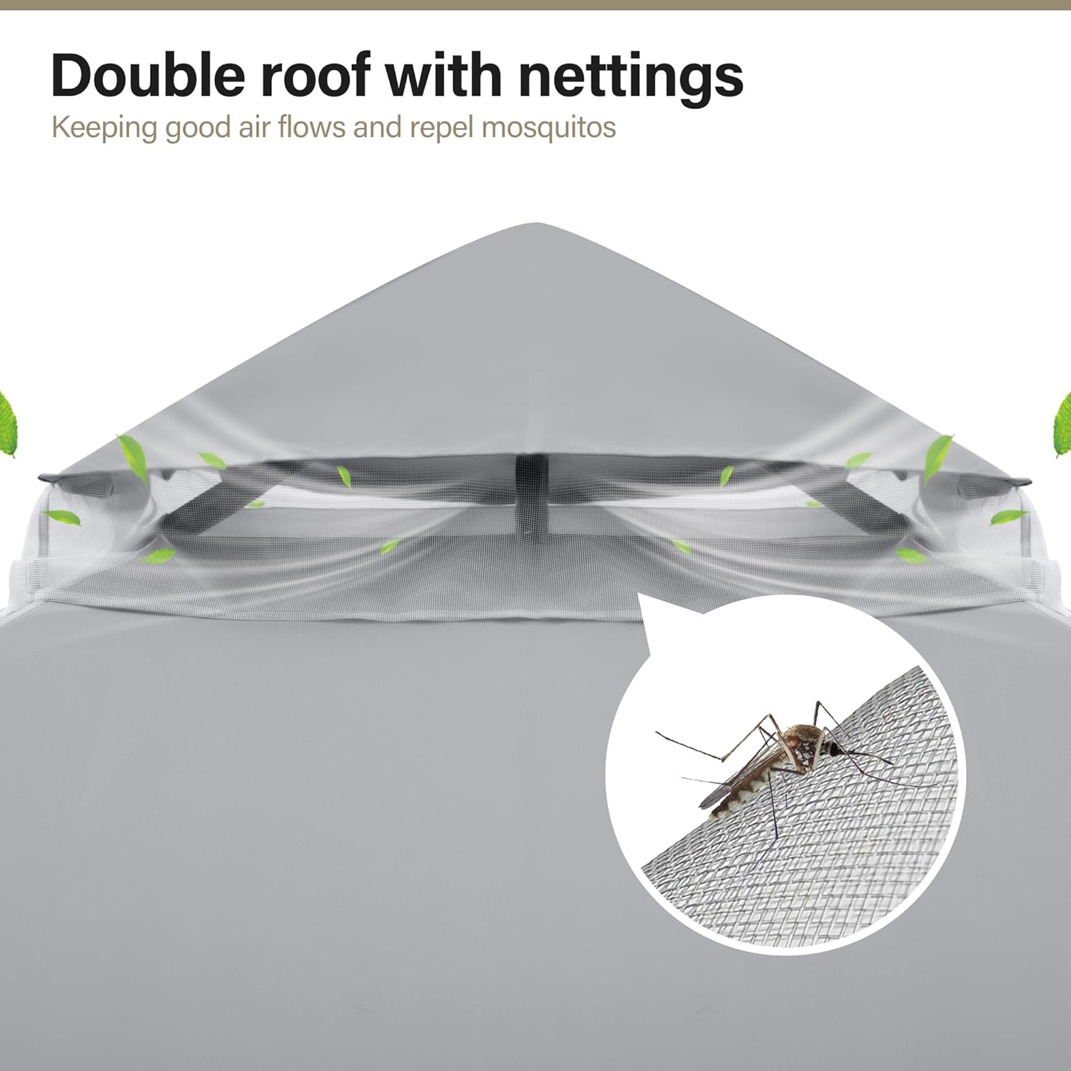 Tente pavillon d'extérieur améliorée à double toit, auvent imperméable UV50+ avec filet et crochets