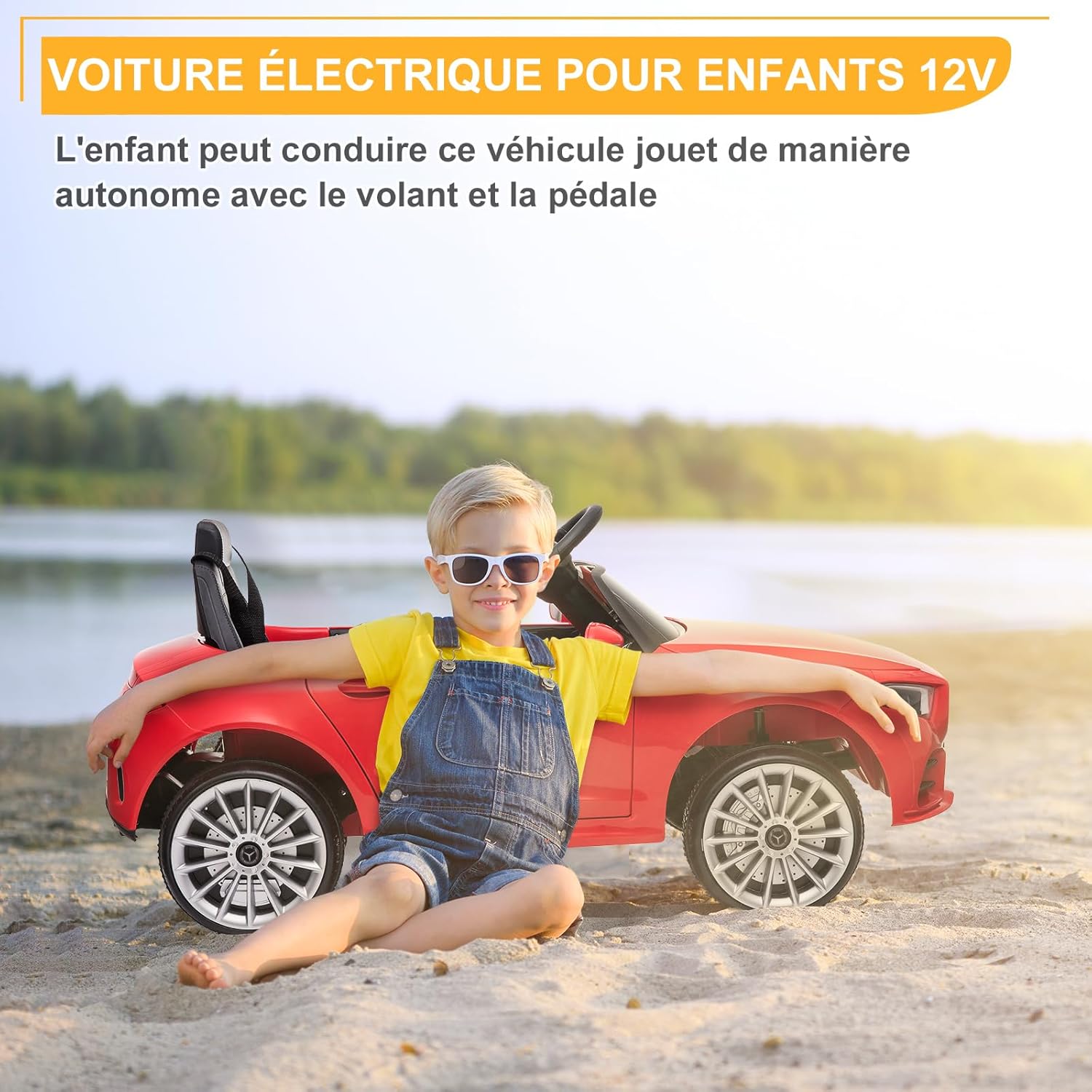 LALAHO Voitures électriques pour Enfants Mercedes Benz AMG avec Télécommande 2.4G, Véhicule électrique Enfant 2 Portes avec MP3 (Blanc)