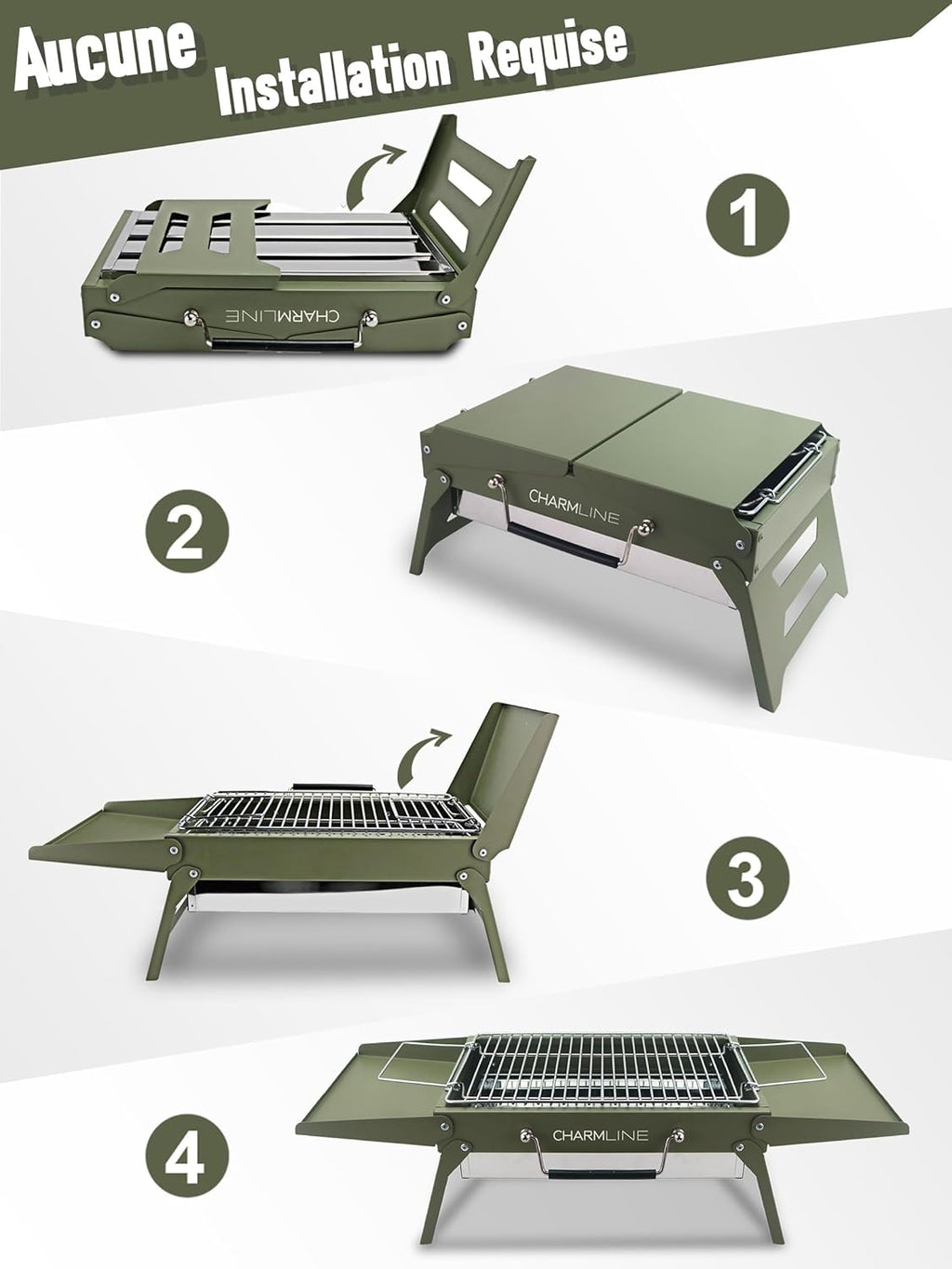 Barbecue portable compact au charbon de bois pour l'extérieur, 34 x 23 cm