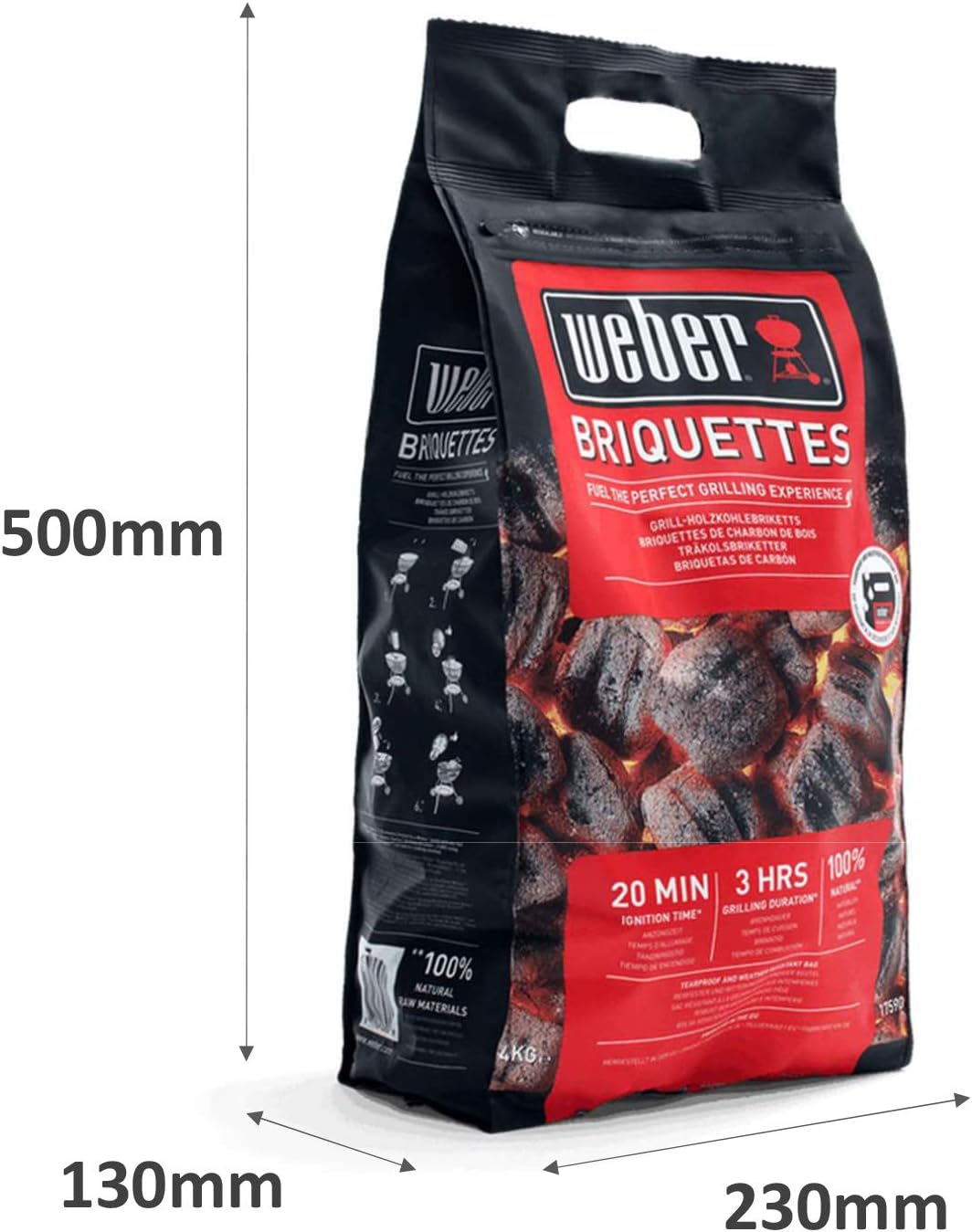 Weber Compact Kettle barbecue au charbon de bois, surface de cuisson Ø 57cm, barbecue avec couvercle et cuve en acier emaillé, trépied et roues, grille chromée - Noir (1321004)