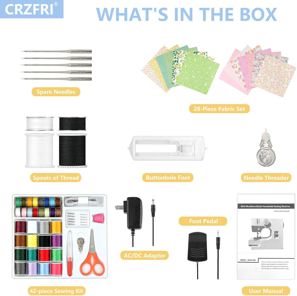 Mini machine à coudre pour débutant avec kit de couture CRZFRI Machine à coudre portable pour bricolage à domicile