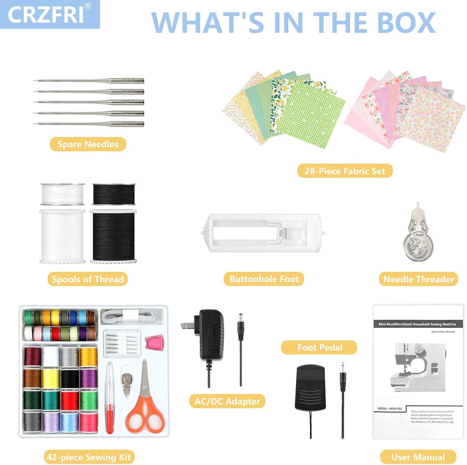 Mini machine à coudre pour débutant avec kit de couture CRZFRI Machine à coudre portable pour bricolage à domicile