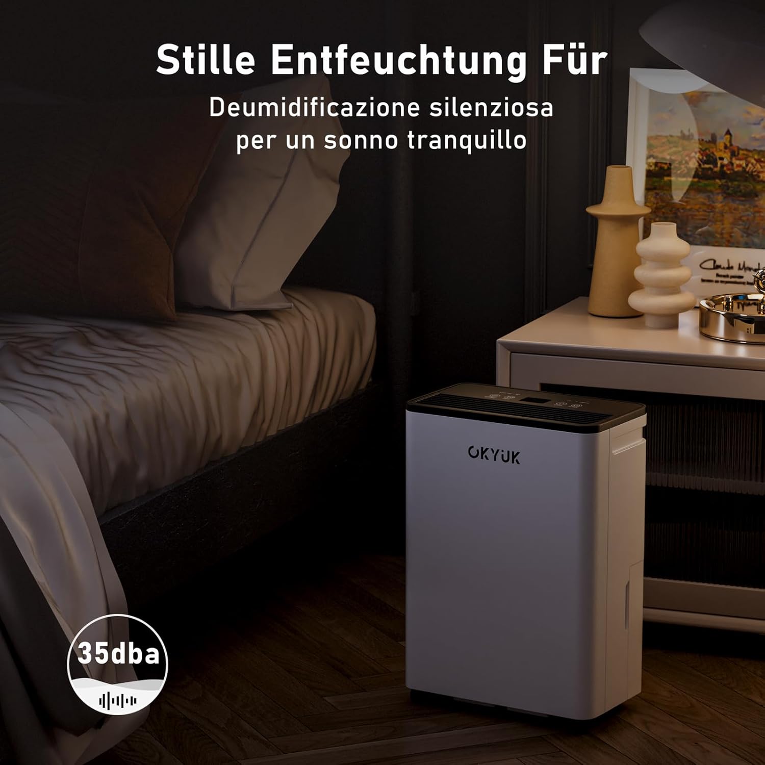 Déshumidificateur électrique 12 L avec affichage numérique de l'humidité, déshumidificateur pour maison de 40 m² avec arrêt automatique, idéal pour salles de bains, chambres, appartements et sous-sols