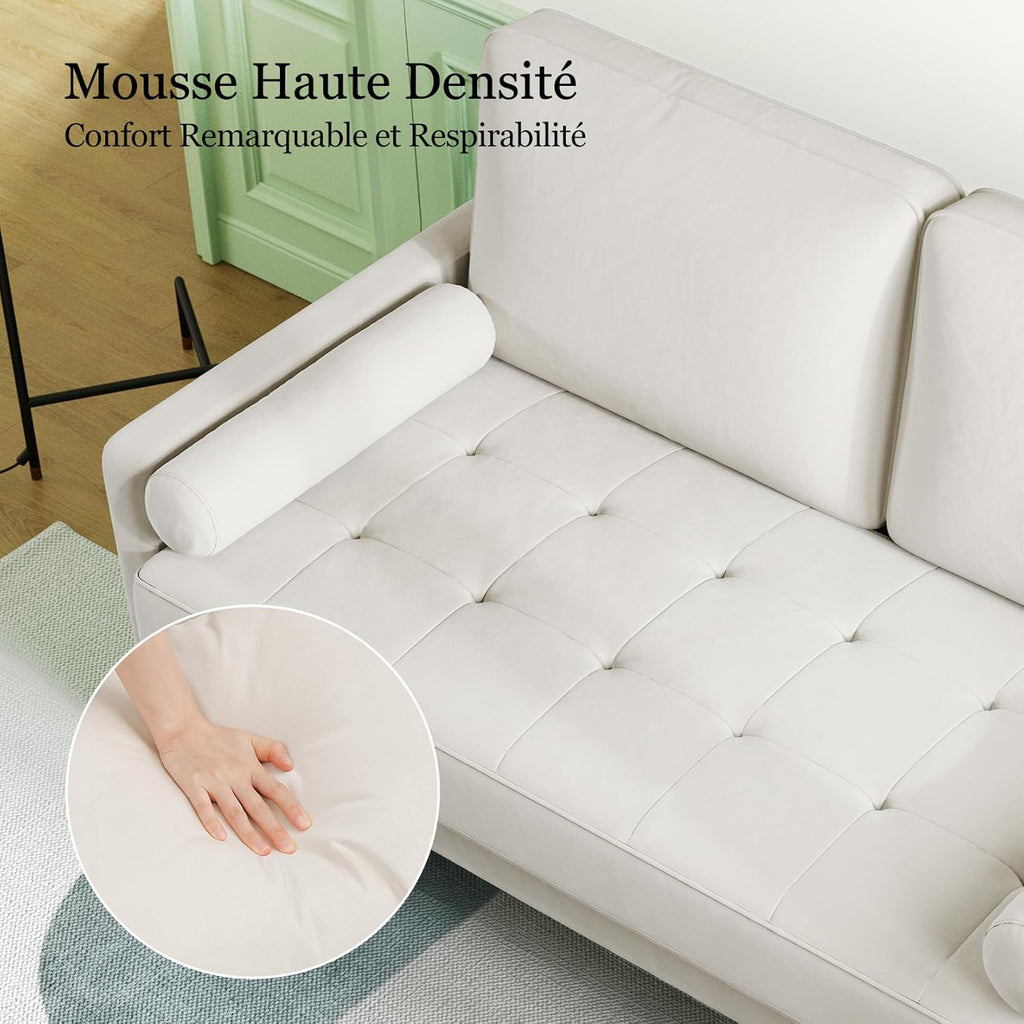 Vesgantti Kleine Grijze 2-zitsbank, Fluweelbank 121 cm met verende kussens, Mini-slaapkamerbank met armleuningen, Moderne woonkamerbank, Vaste 2-zitsbank, Grijze bank 