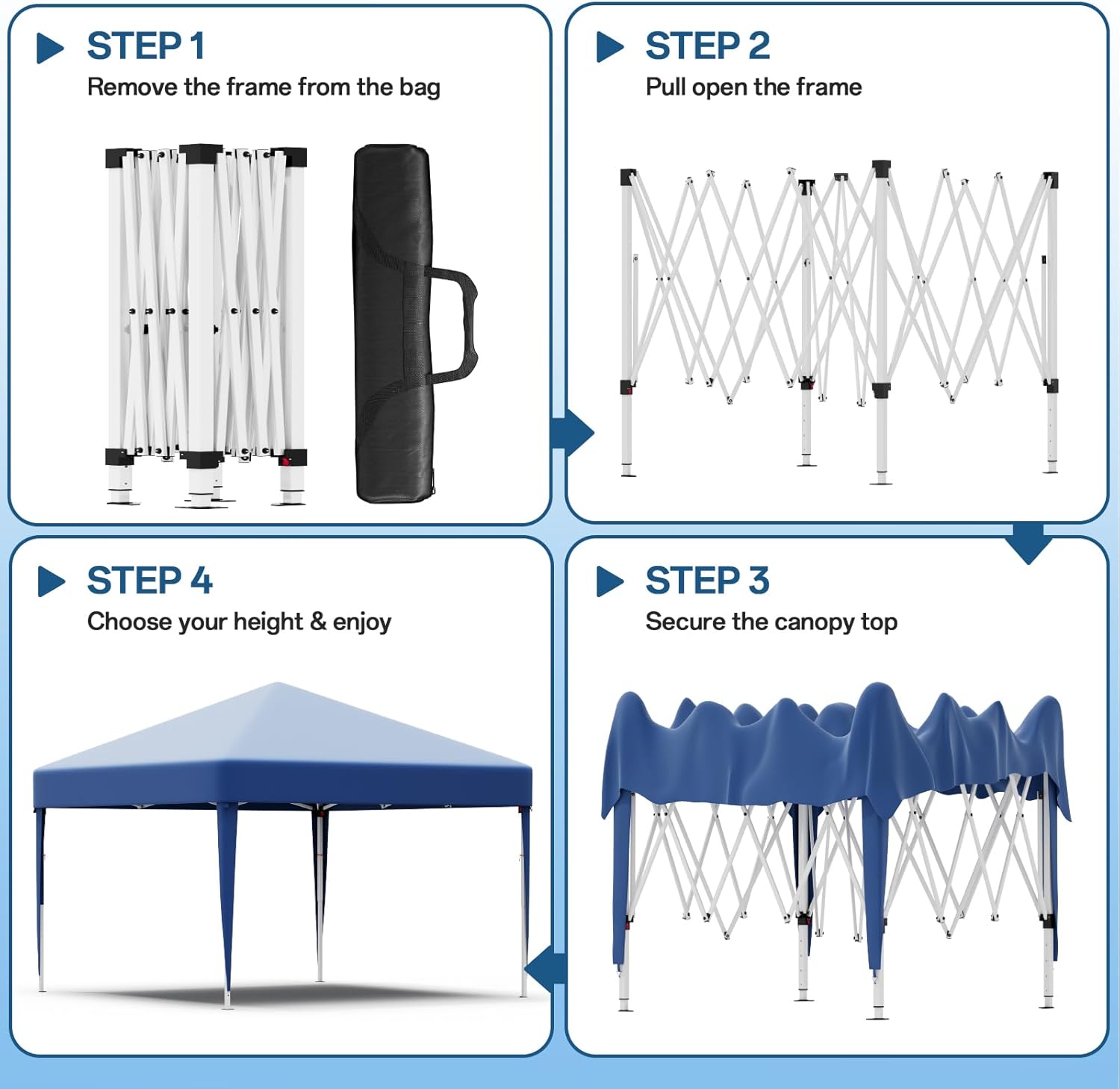 Gazebo pliant étanche JUMMICO, gazebo de jardin extérieur, gazebo pliant à hauteur réglable,