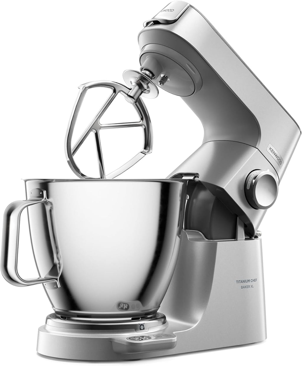 Kenwood Titanium Chef Baker KVC85.004SI Patisserie Processor met geïntegreerde weegschaal, inclusief 3-delige deegset, mengkom van 5 liter en 3,5 liter, progressieve cruisecontrol, 1200 W, zilverkleurig 