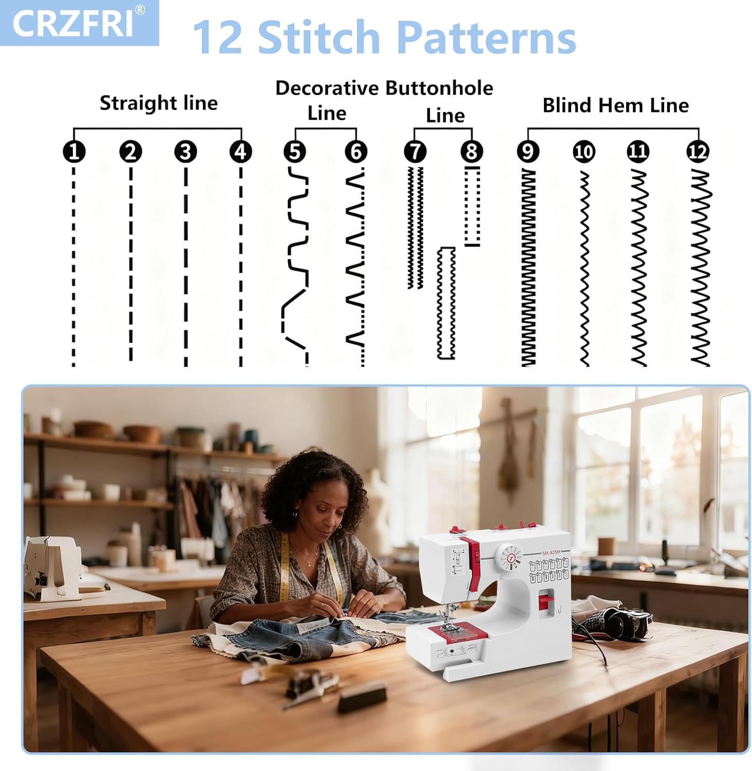 Mini machine à coudre pour débutant avec kit de couture CRZFRI Machine à coudre portable pour bricolage à domicile