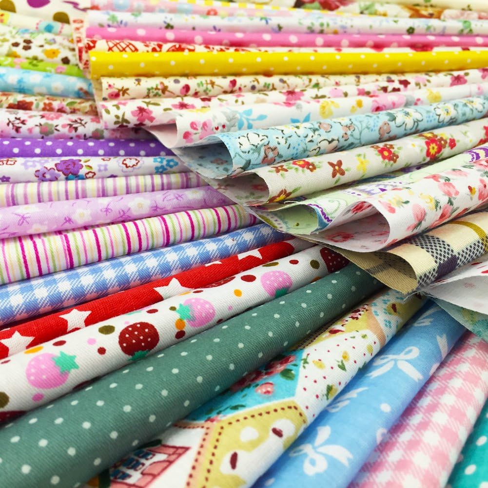 flic-flac 200 pièces 10 x 10 cm (10 cm x 10 cm) en coton pour loisirs créatifs, carrés, patchwork, peluches, bricolage, couture, scrapbooking, quilting, motifs à pois, artisanat