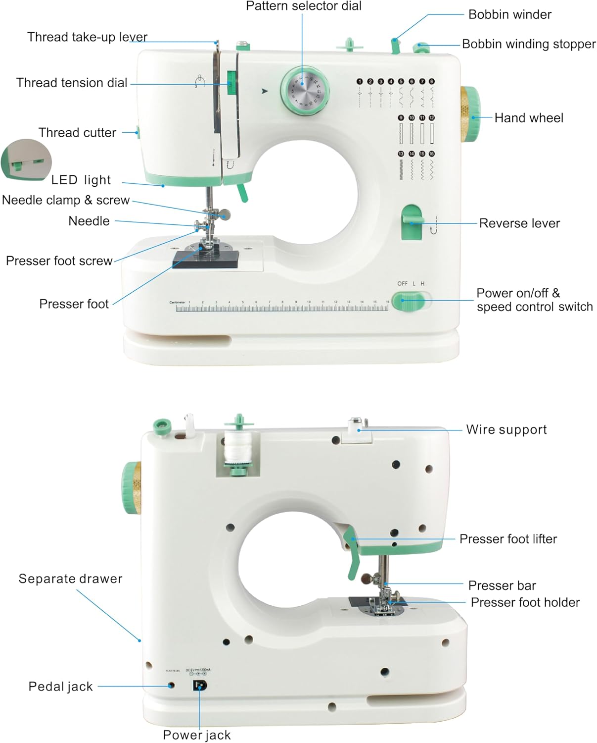 Machine à coudre pour débutants, mini machine à coudre portable