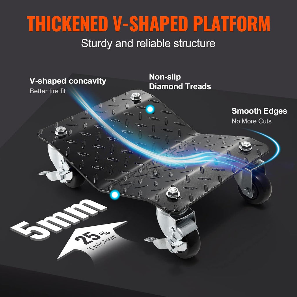 VEVOR Autotransportwagen, 4 stuks, 3 ton, 38,5 x 30 cm, vergrendelbare wielen, positioneringshulpmiddel voor voertuigen, meubels en apparatuur. 