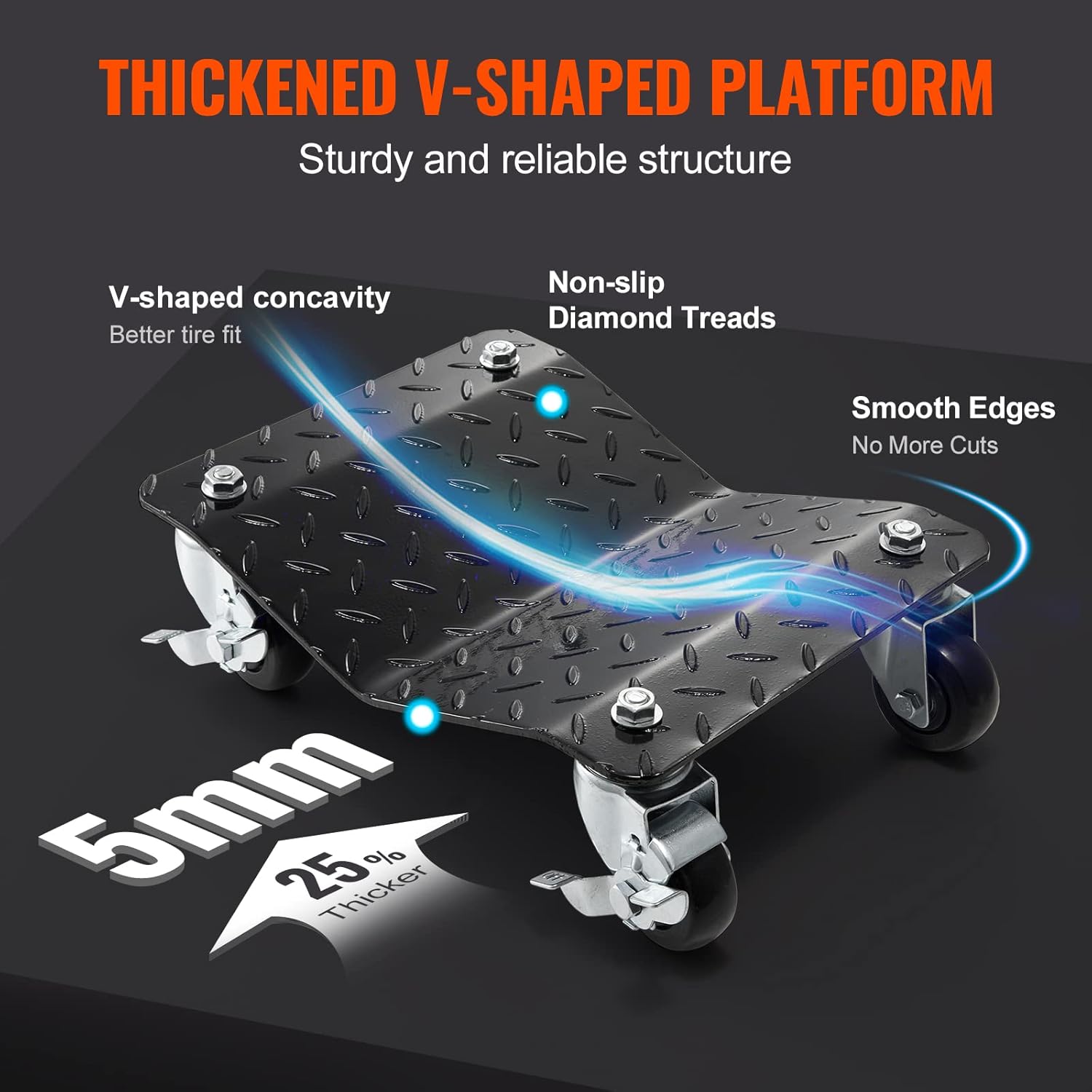 VEVOR Autotransportwagen, 4 stuks, 3 ton, 38,5 x 30 cm, vergrendelbare wielen, positioneringshulpmiddel voor voertuigen, meubels en apparatuur. 