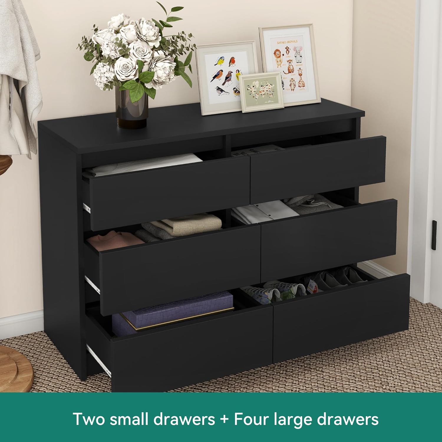 Commode YITAHOME avec 6 tiroirs, meuble de rangement moderne pour chambre à coucher,