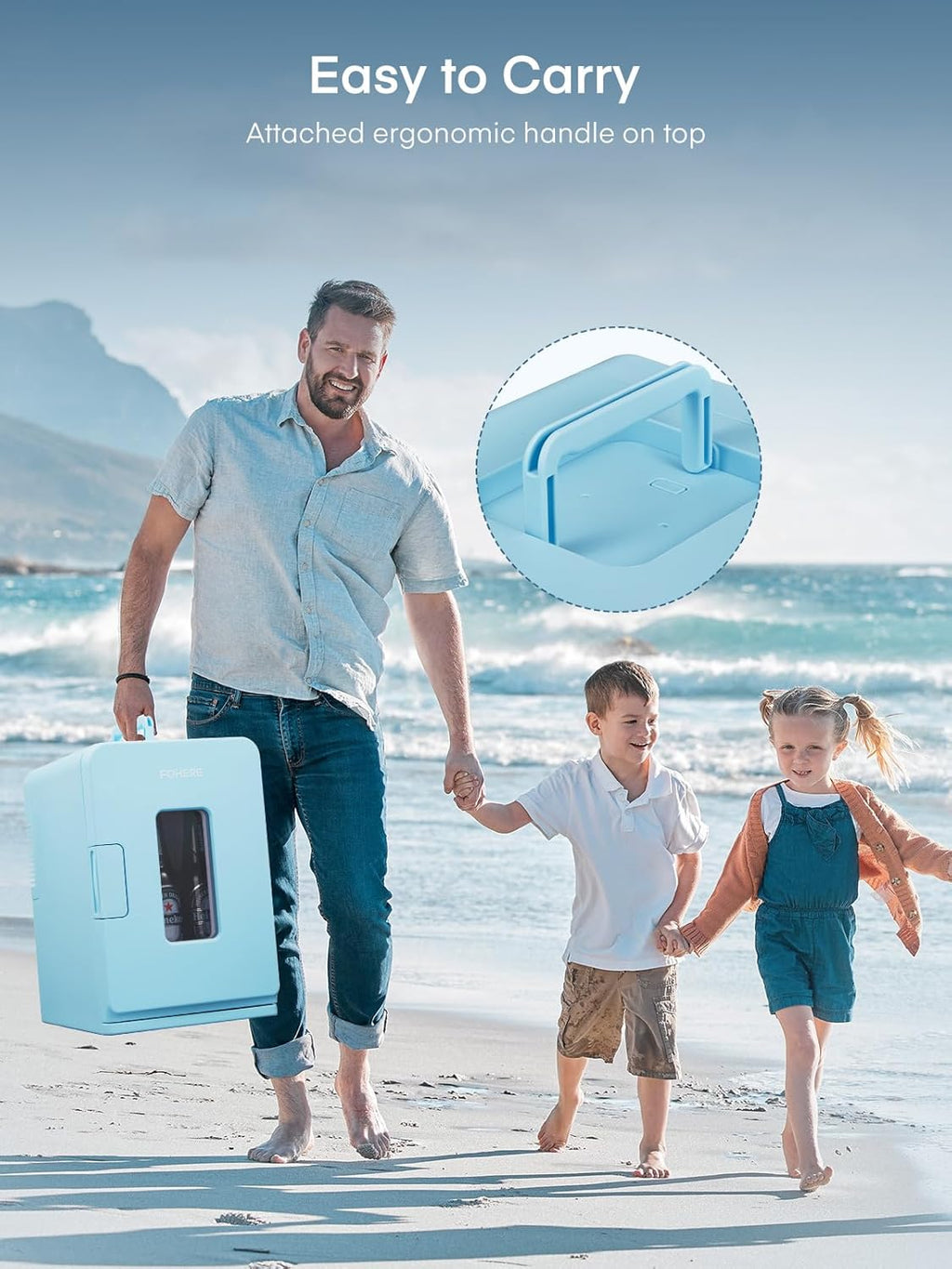 Mini réfrigérateur FOHERE 15 L/21 canettes, petit réfrigérateur portable 240 V/12 V, mode silencieux, fonction chaud/froid, cosmétique noir