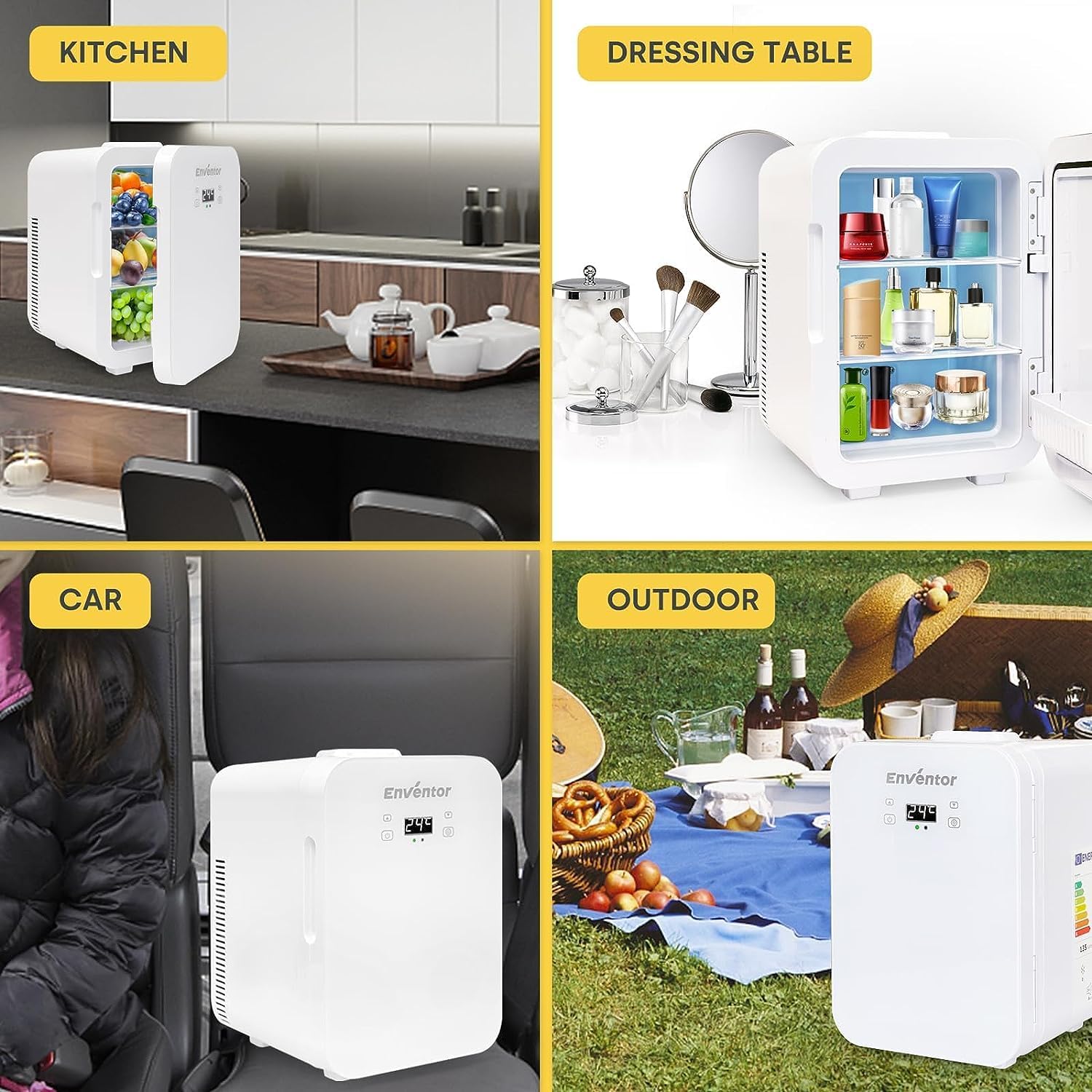 Mini réfrigérateur 4L Petit réfrigérateur portable 6 canettes Cosmétique Mini réfrigérateur Réfrigérer et chauffer