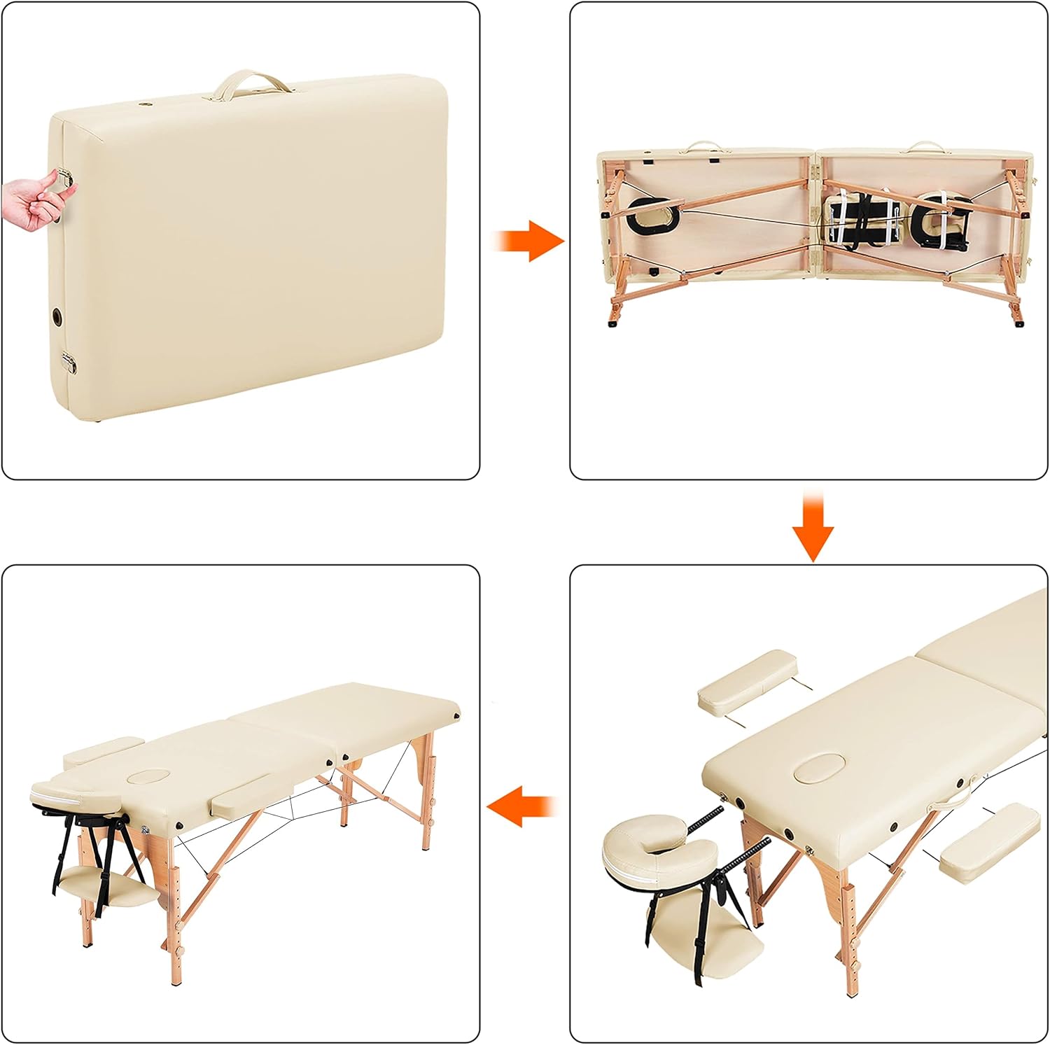 Yaheetech opklapbare massagetafel 70 cm, professioneel massagebed in 2 delen, massief houten tafelbank, cosmetische therapie, zwart 