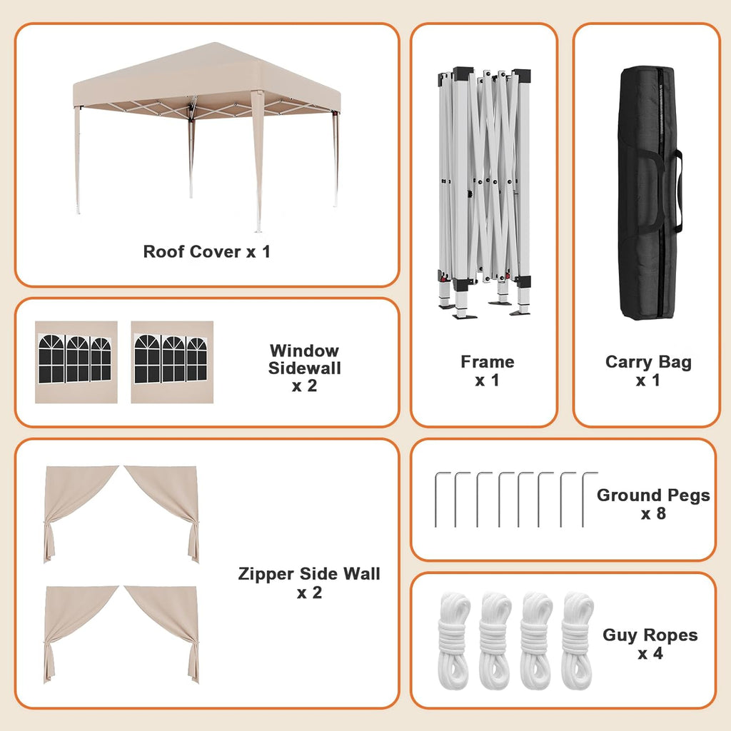 Gazebo pliant étanche JUMMICO, gazebo de jardin extérieur, gazebo pliant à hauteur réglable,