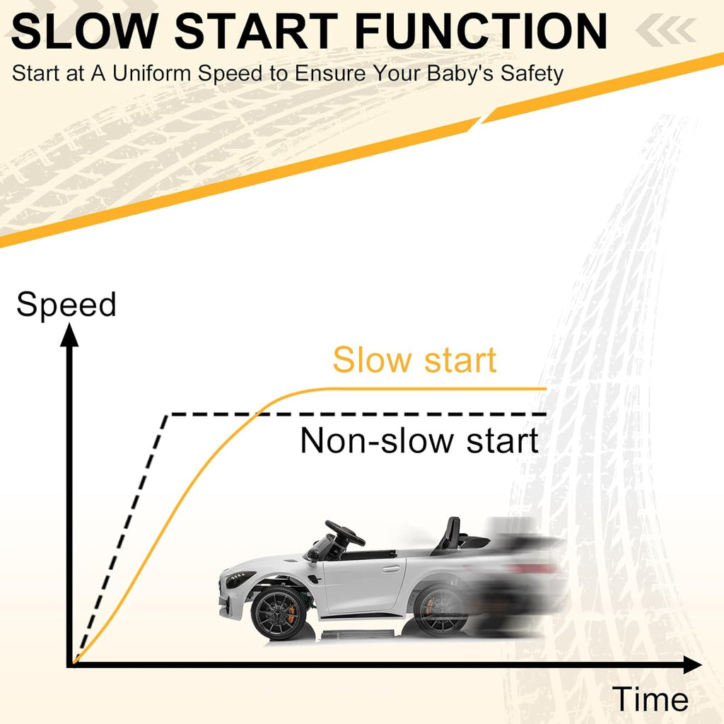 LALAHO Voitures électriques pour Enfants Mercedes Benz AMG avec Télécommande 2.4G, Véhicule électrique Enfant 2 Portes avec MP3 (Blanc)