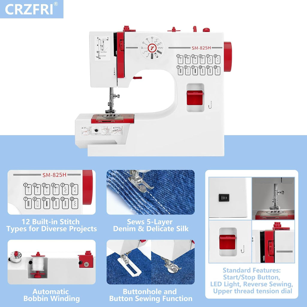 Mini machine à coudre pour débutant avec kit de couture CRZFRI Machine à coudre portable pour bricolage à domicile