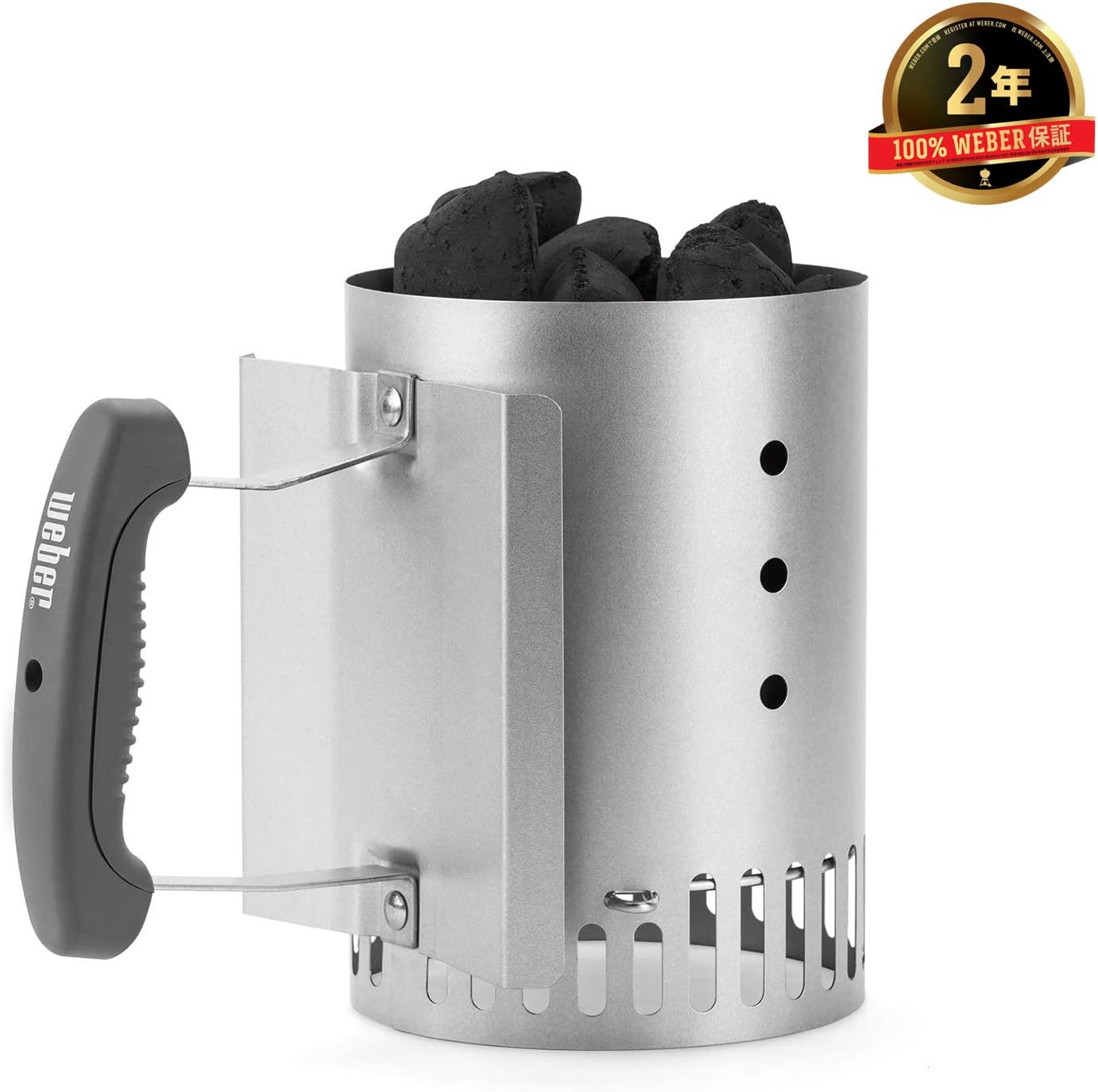 Weber Compact Kettle barbecue au charbon de bois, surface de cuisson Ø 57cm, barbecue avec couvercle et cuve en acier emaillé, trépied et roues, grille chromée - Noir (1321004)