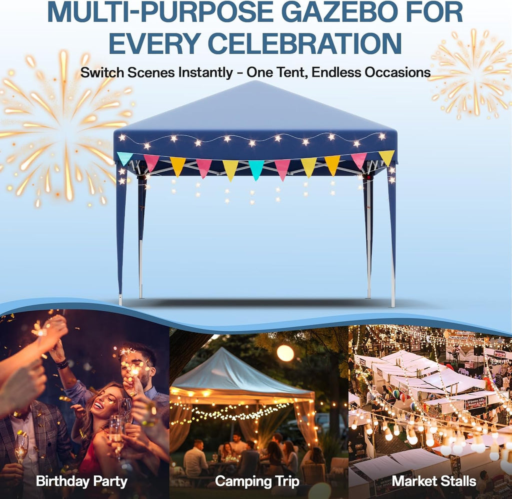 Gazebo pliant étanche JUMMICO, gazebo de jardin extérieur, gazebo pliant à hauteur réglable,
