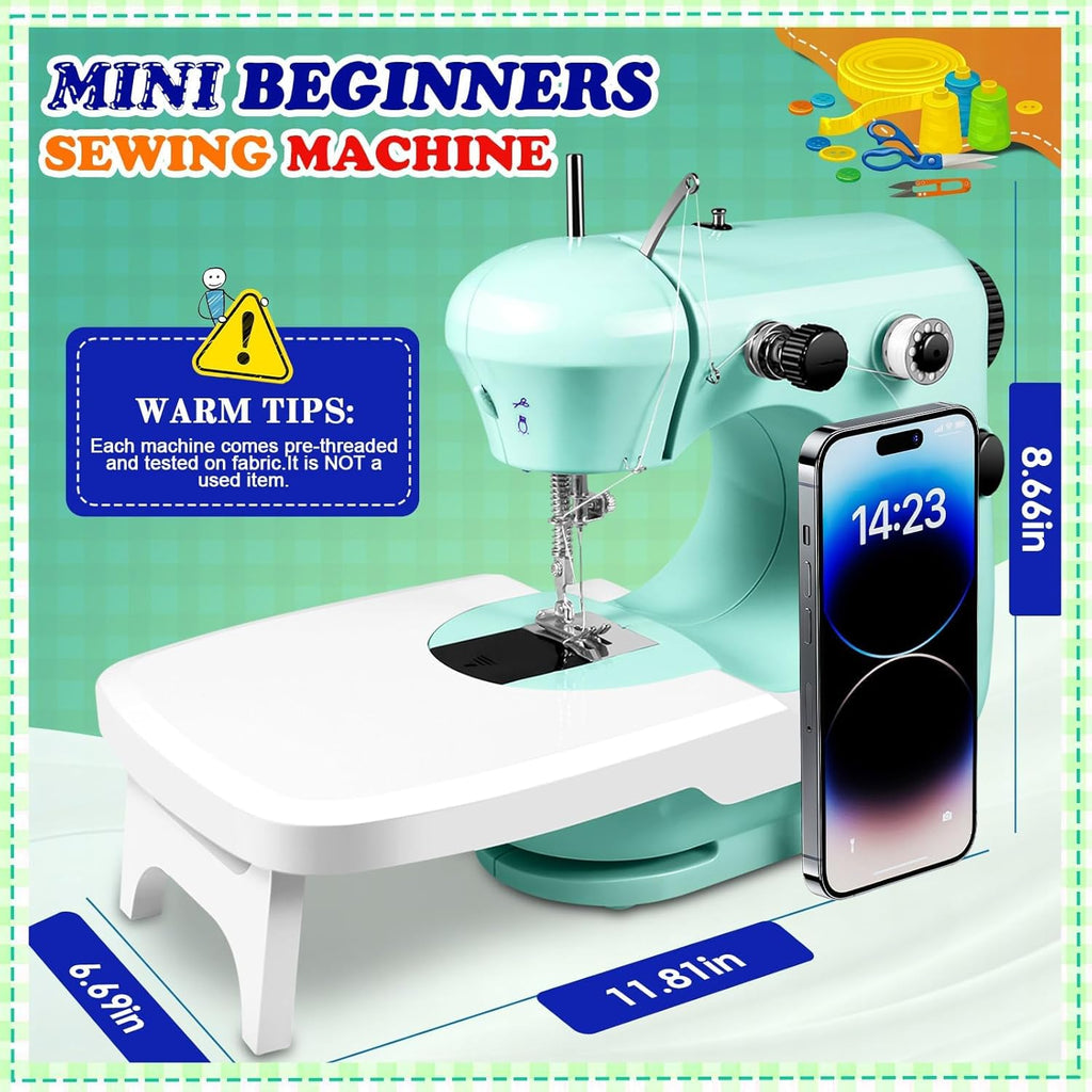 Machine à coudre, mini machine à coudre pour débutants Machine à coudre portable à deux vitesses avec table d'extension Meilleurs cadeaux pour enfants et femmes