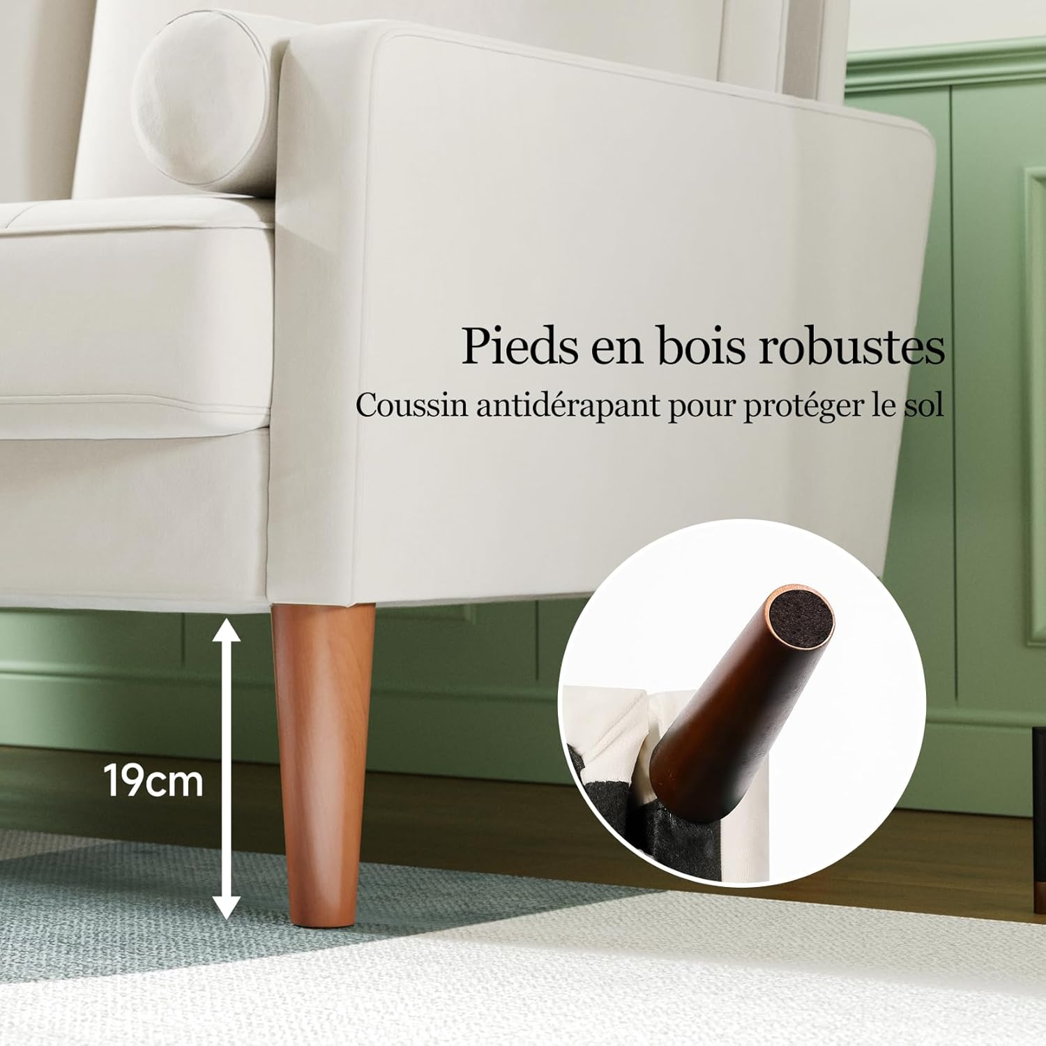 Vesgantti Kleine Grijze 2-zitsbank, Fluweelbank 121 cm met verende kussens, Mini-slaapkamerbank met armleuningen, Moderne woonkamerbank, Vaste 2-zitsbank, Grijze bank 